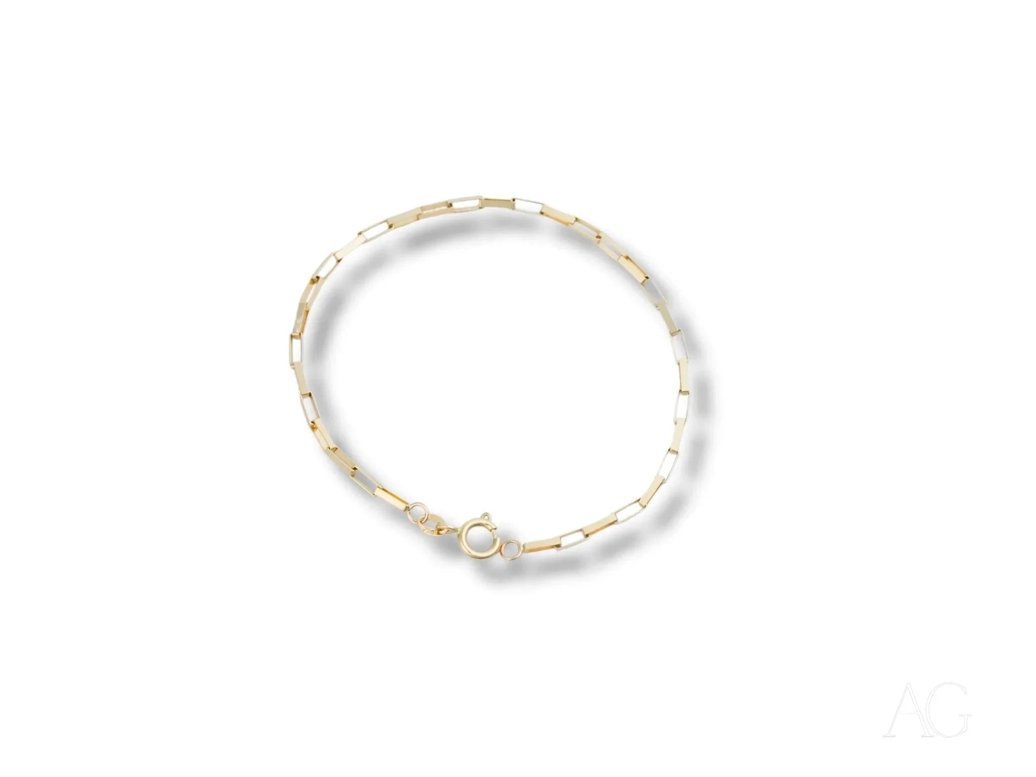 18K Solid Gold Brick Link Bracelet for Women - Elegant & Timeless Jewelry Gift for Anniversary, Birthday & Special Occasions
