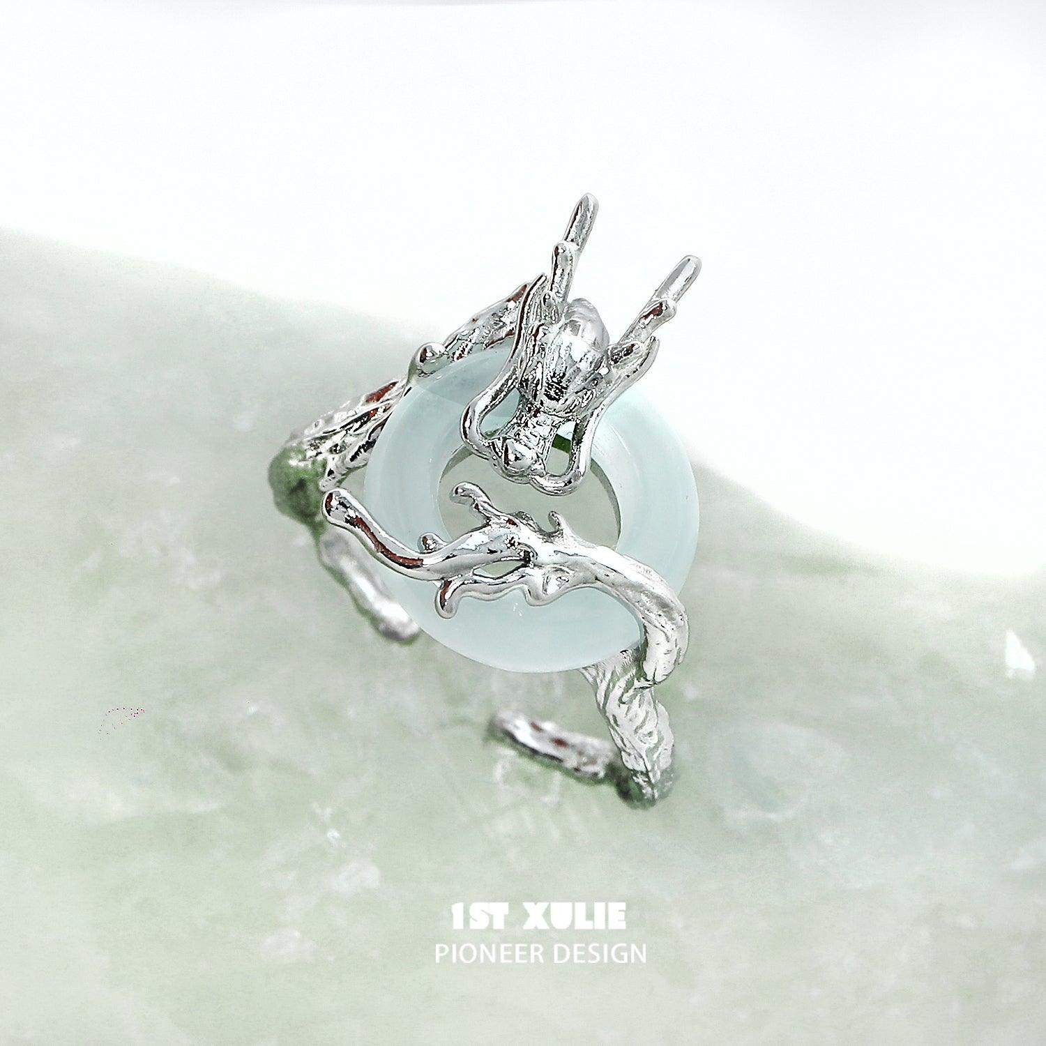 Loong S925 Sterling Silver Chalcedony Open End Ring for Women - Elegant Adjustable Stackable Band Jewelry Gift for Birthday, Anniversary & Everyday Wear