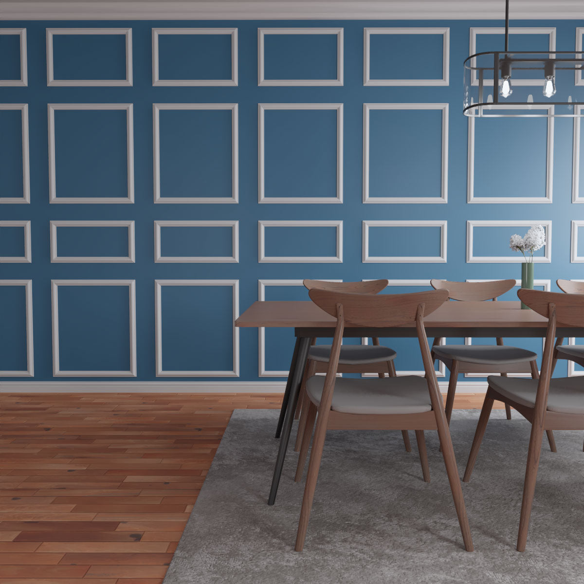 Ashford Square Panel Full Wall Wainscot Paneling Kit - Premium DIY Wall Paneling for Home & Office Decoration - Perfect for Living Room, Bedroom, Dining Room & Hallway Makeovers