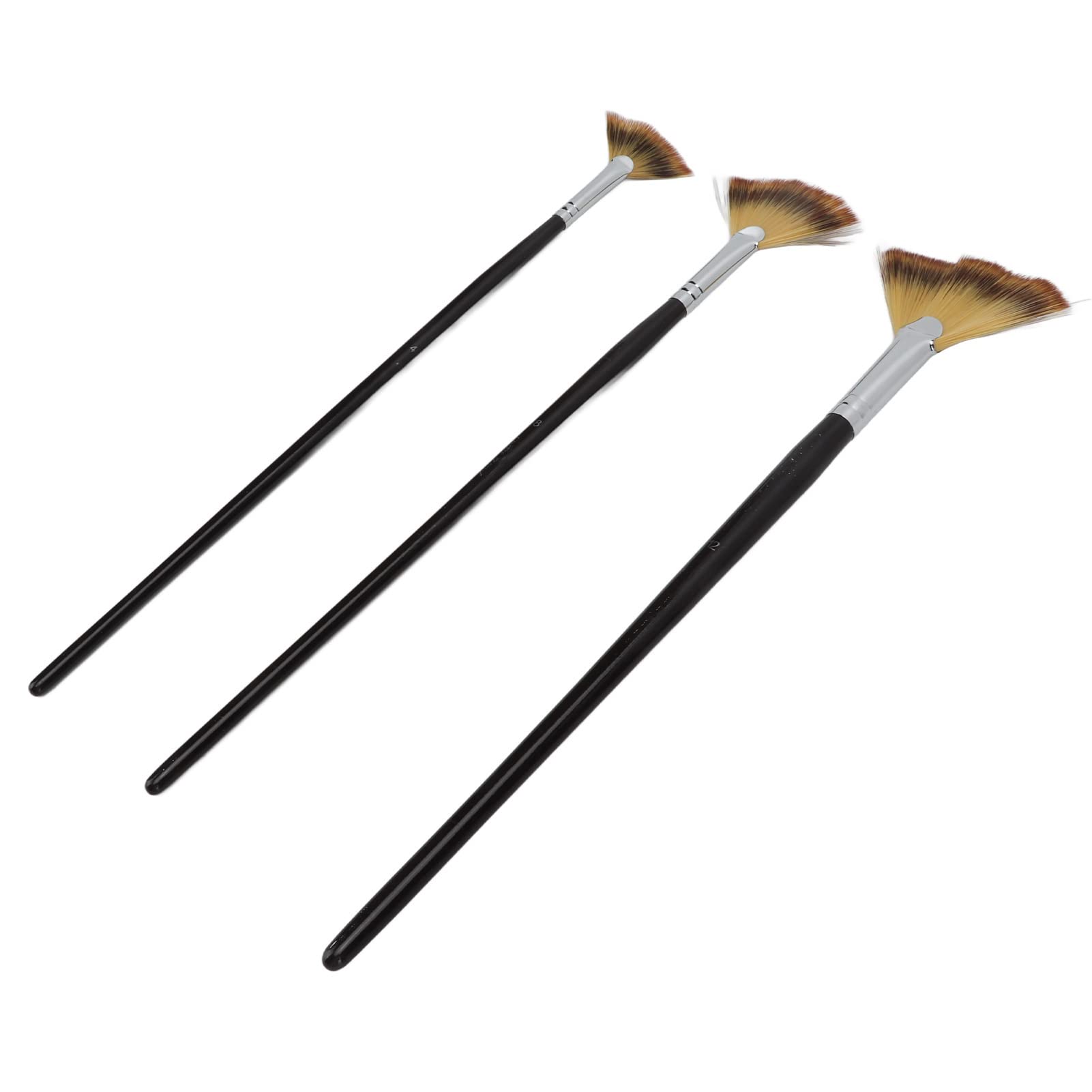 Premium Artist Fan Paint Brushes Set - 3 Sizes Long Handle Paint Brushes for Oil, Acrylic & Watercolor Painting - Perfect for Art School, Canvas Art & Professional Studio Work