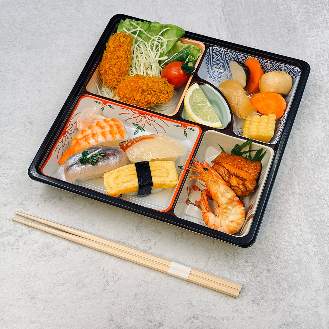 Colorful Printed PP 4-Compartment Takeout Bento Box 9.5
