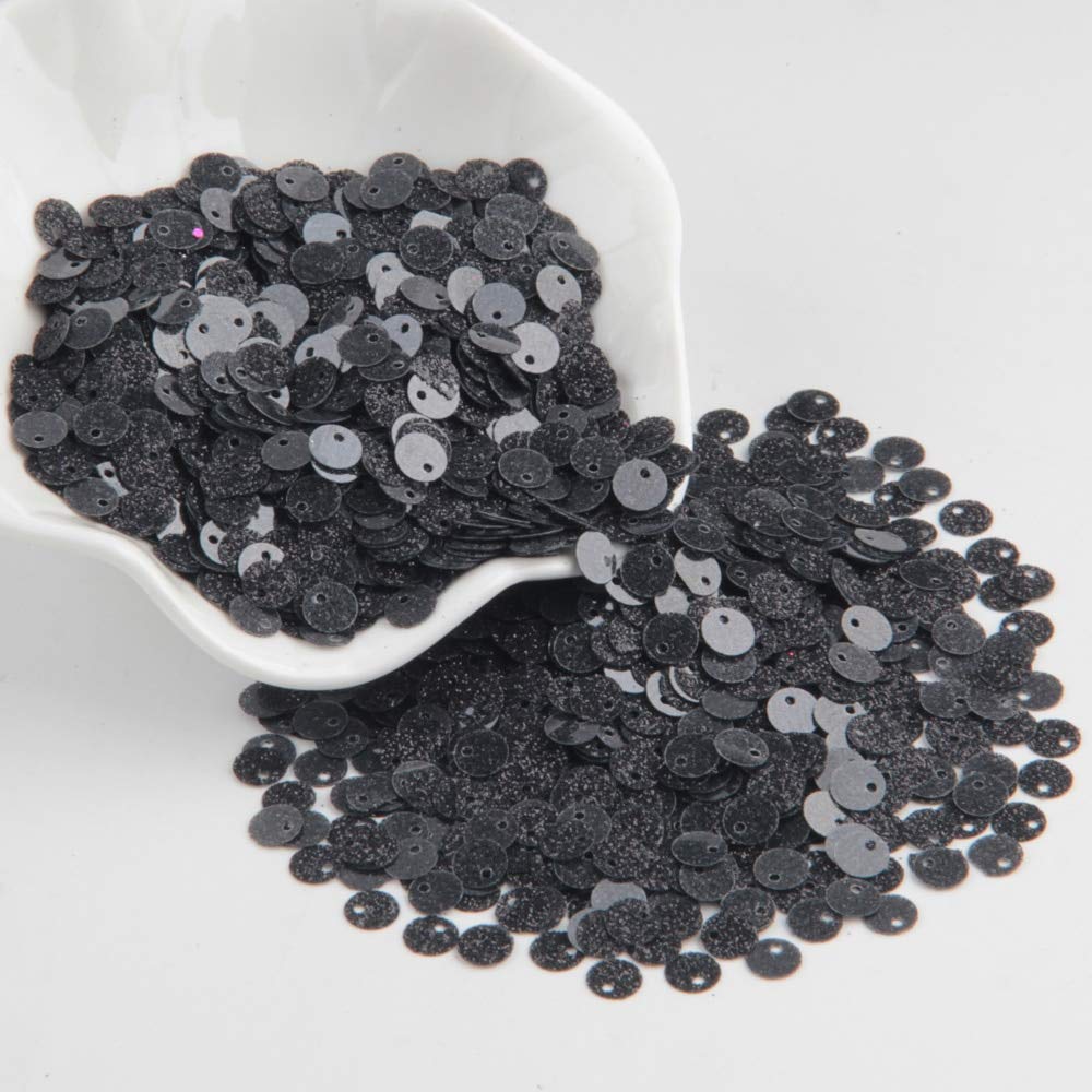 30g/Lot Black Sequin for Sewing - DIY Sequin Dresses, Crafts, Tablecloth, Backdrop & Curtain Decor - 10mm Glitter Loose Sequins for Women's Fashion & Home Decoration Projects