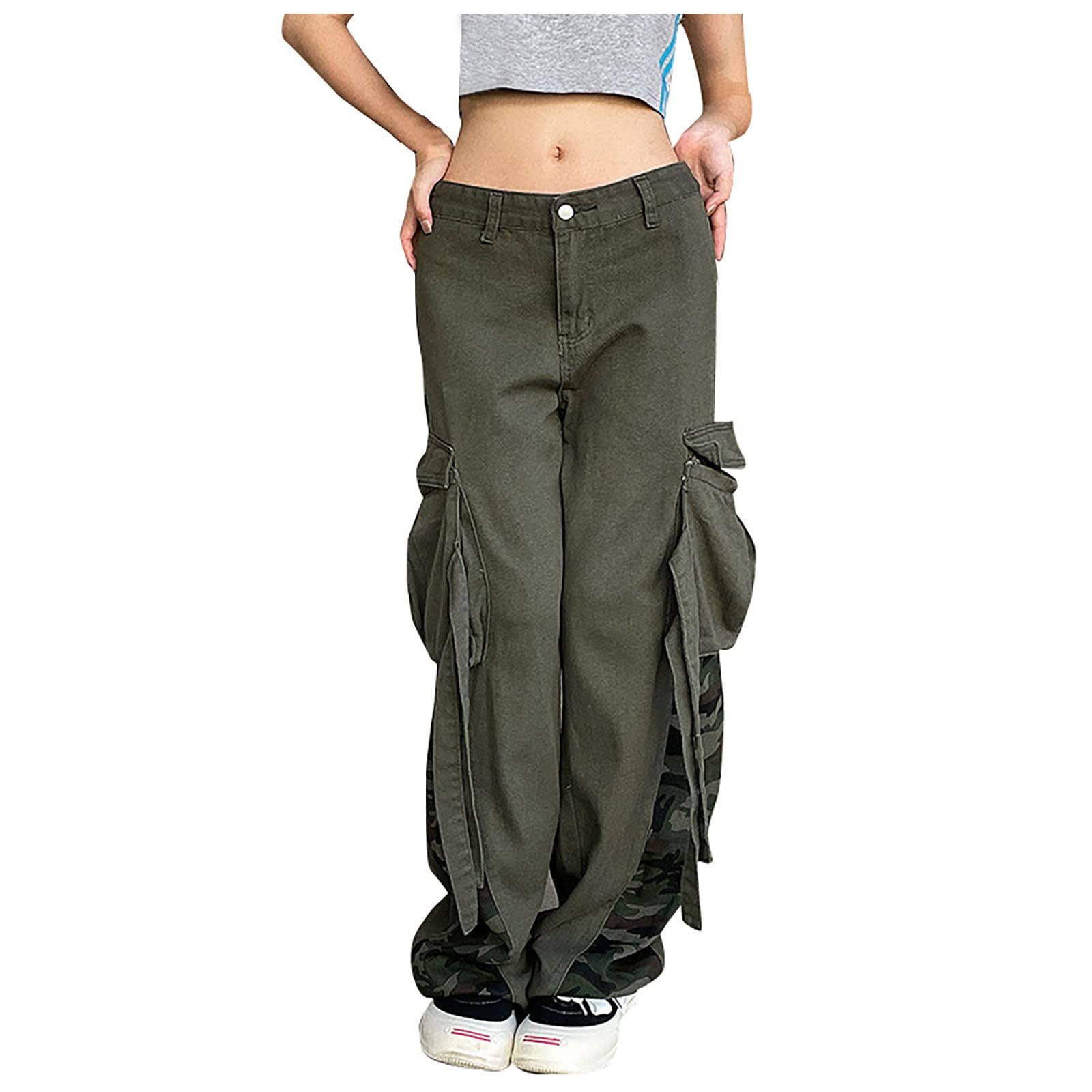 **Vintage Y2K Cargo Pants for Women - Harajuku Style Baggy Cinch Pants, Low Waist Wide Leg Relaxed Lounge Joggers | Perfect for Casual Wear, Street Fashion & Travel**