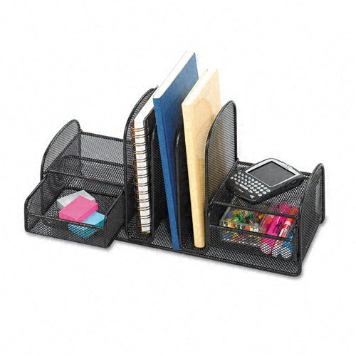 SAF3263BL - Safco Onyx Mesh Desk Organizer for Office & Home | Stylish Desktop Storage Solution for Pens, Papers & Office Supplies | Perfect for Workspace Organization
