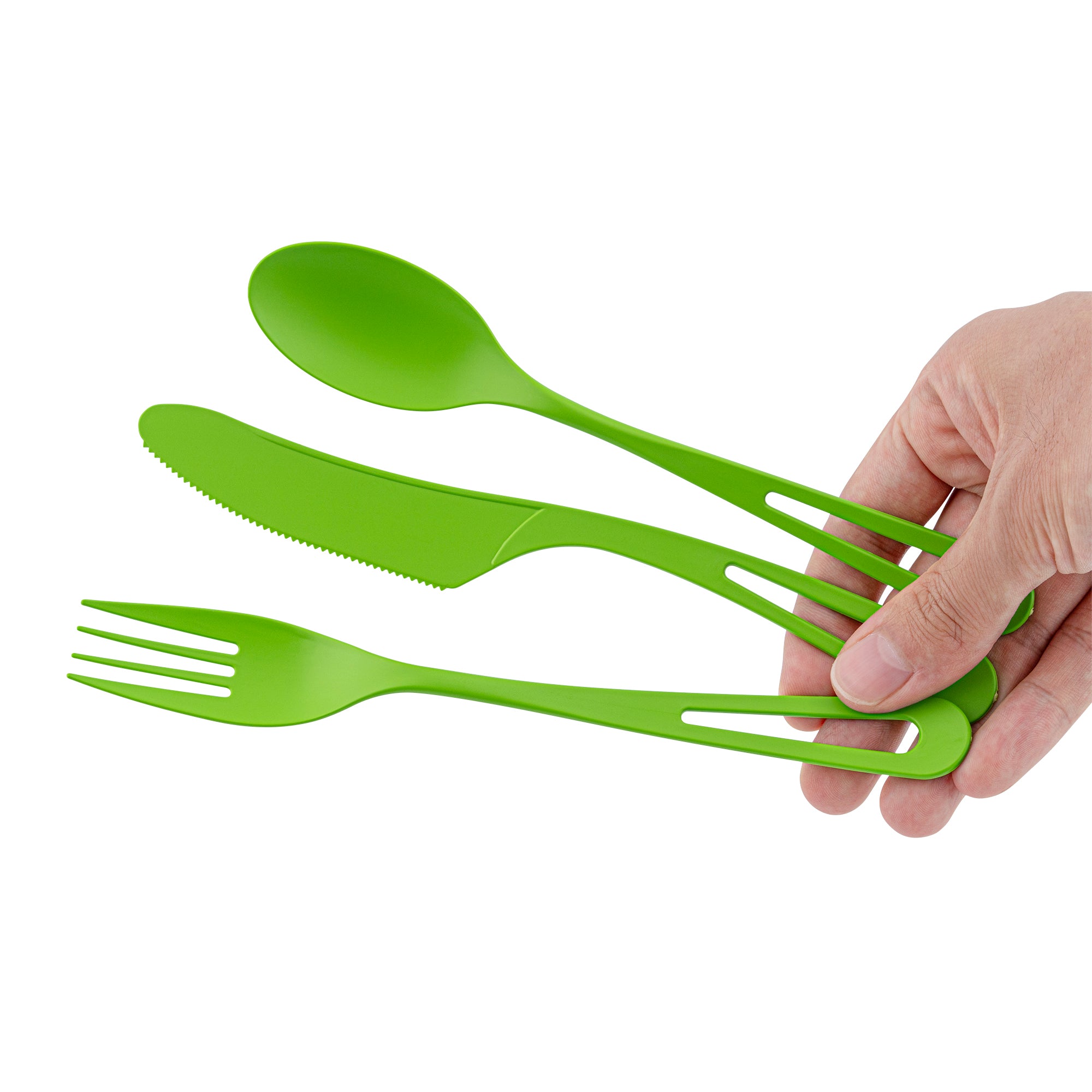 Eco-Friendly Green CPLA Plastic Cutlery Set - 100-Piece Compostable Cutlery with Heat-Resistant Wrapper (7.5