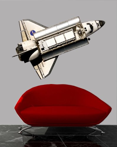 NASA Space Shuttle Endeavor Wall Decal Sticker - Removable Vinyl Cutout for Kids Room Decor, Home Office & Classroom Space Theme Decoration