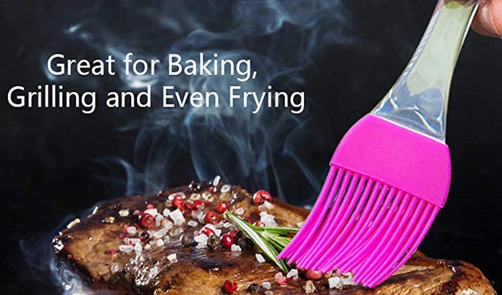 KitchenFest® Silicone Pastry Brush - Heat-Resistant Basting Brush for BBQ, Grilling, Baking Cakes & Pastries - Oil, Butter, Sauce & Marinade Applicator - Multi-Color Kitchen Baking Tool (Great for Basting Meats, Glazing Desserts & Applying Sauces)