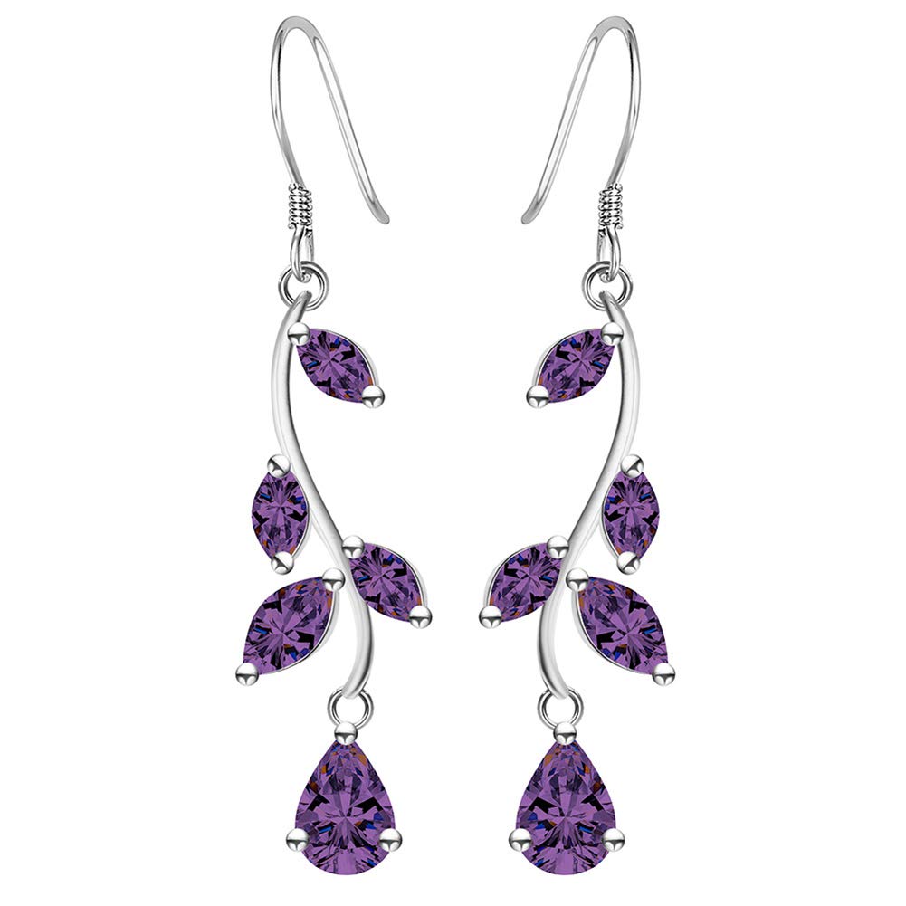 Fashion Stud Drop Dangle Earrings for Women - Elegant Faux Gemstone Leaf Design Hook Earrings Set | Perfect for Parties, Banquets & Everyday Wear