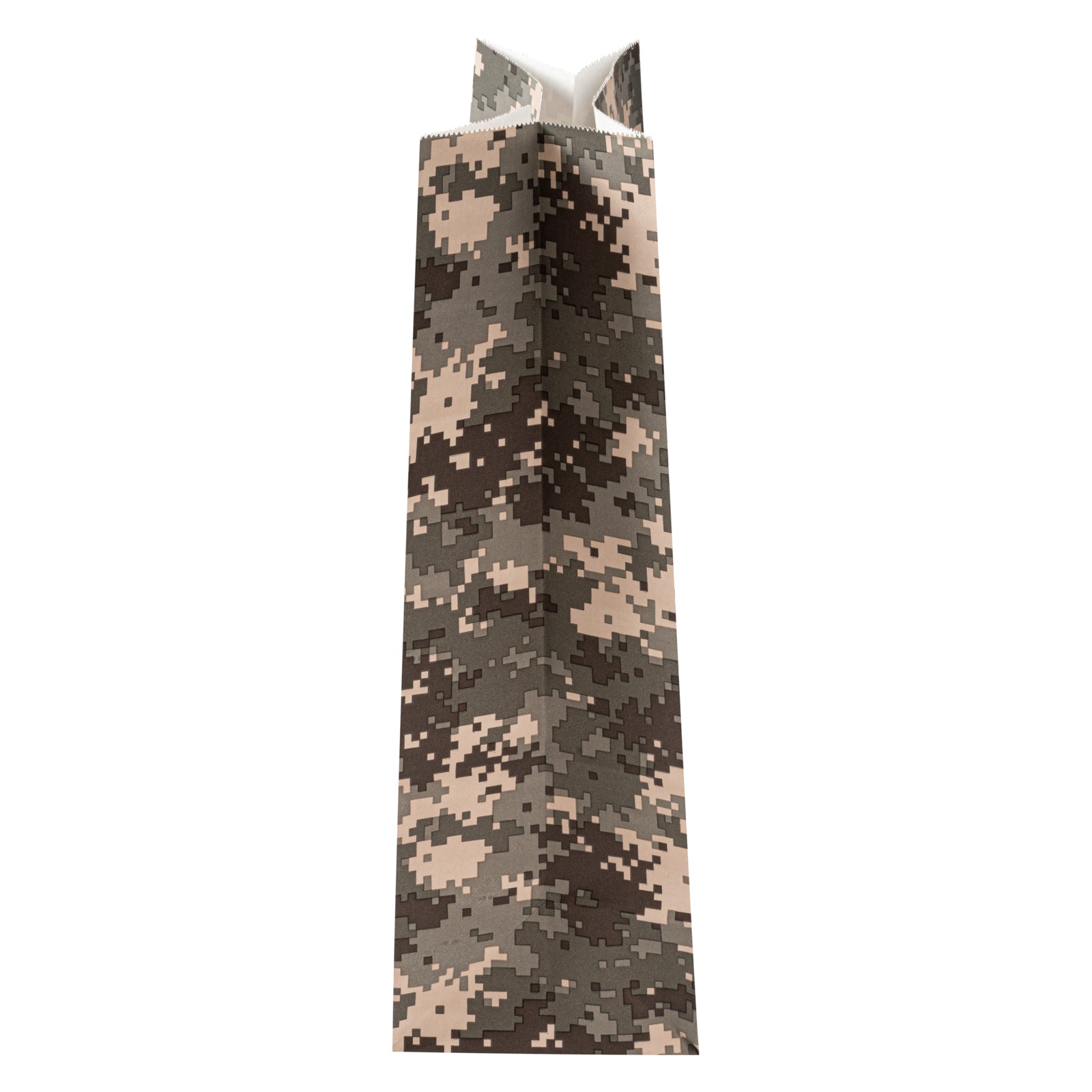 Camouflage Paper Bags 12 lb - 7 x 4.25 x 12.5 Inches - Pack of 100 - Heavy Duty Kraft Gift Bags for Parties, Shopping & Eco-Friendly Packaging