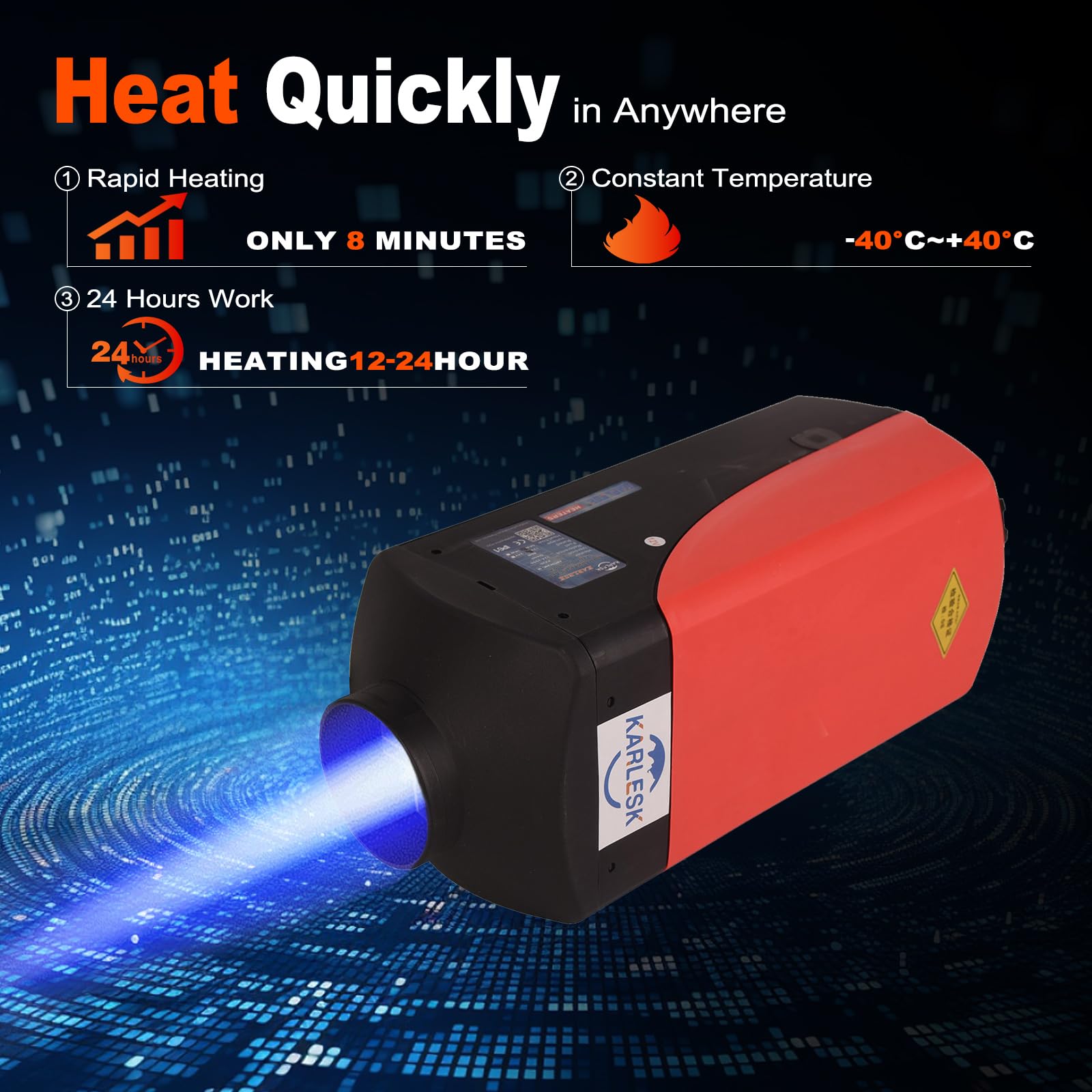 Bapmic 5KW 12V Diesel Parking Heater - Portable Air Heater for Cars, Trucks, Boats & RVs | Fast Heating in Cold Weather for Camping, Winter Driving & Outdoor Adventures