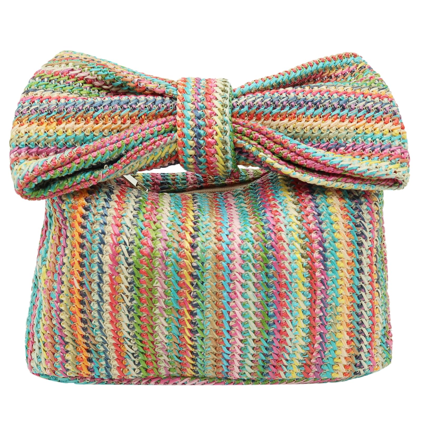 Women's Straw Clutch Purse with Bow - Woven Beach Handbag for Summer, Evening Parties, Weddings & Vacations | Perfect for Beach Outings, Bridal Showers & Tropical Getaways