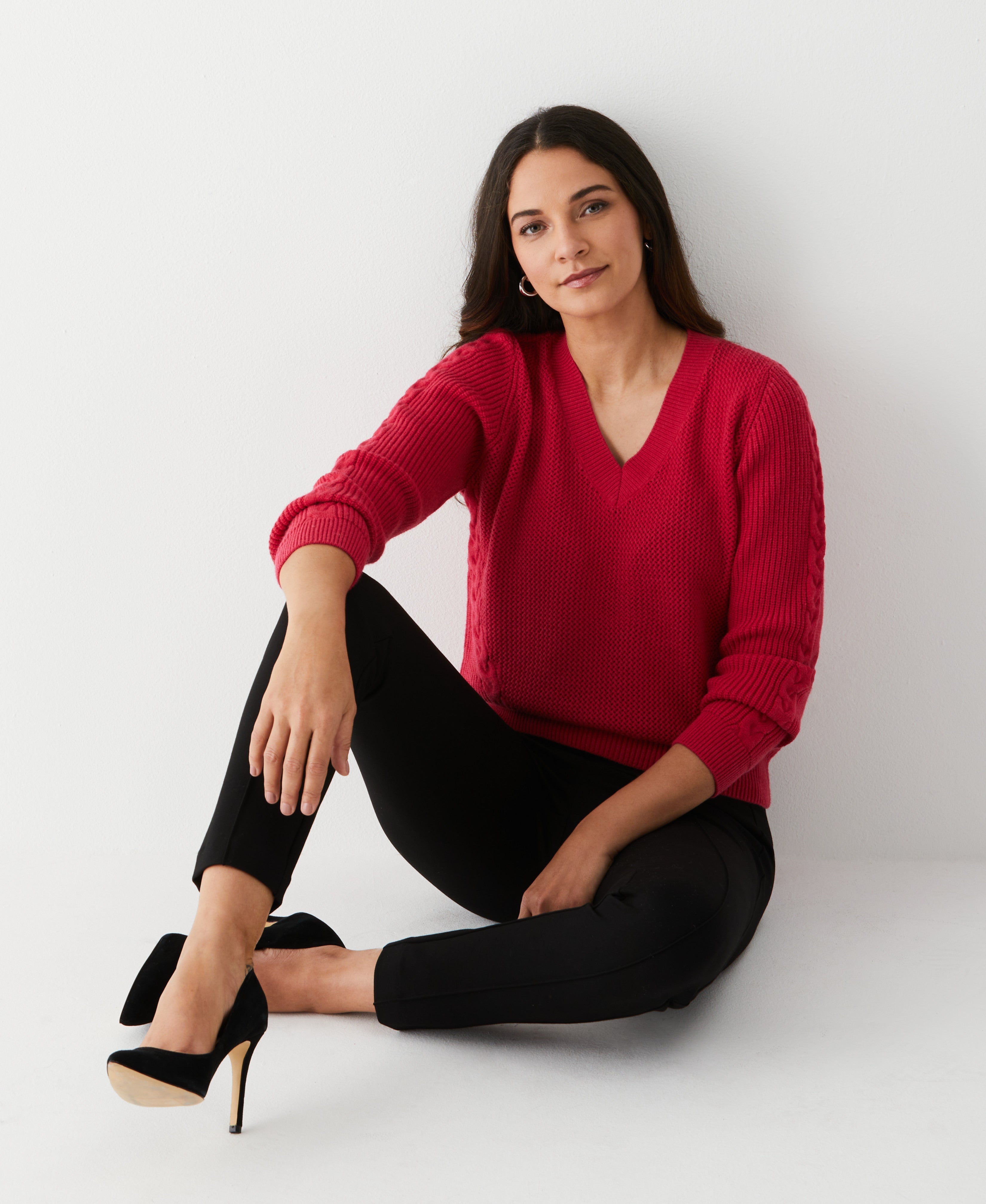 Cable Knit V Neck Sweater for Women - Soft & Cozy Winter Pullover - Perfect for Office, Casual Outfits & Holiday Gatherings