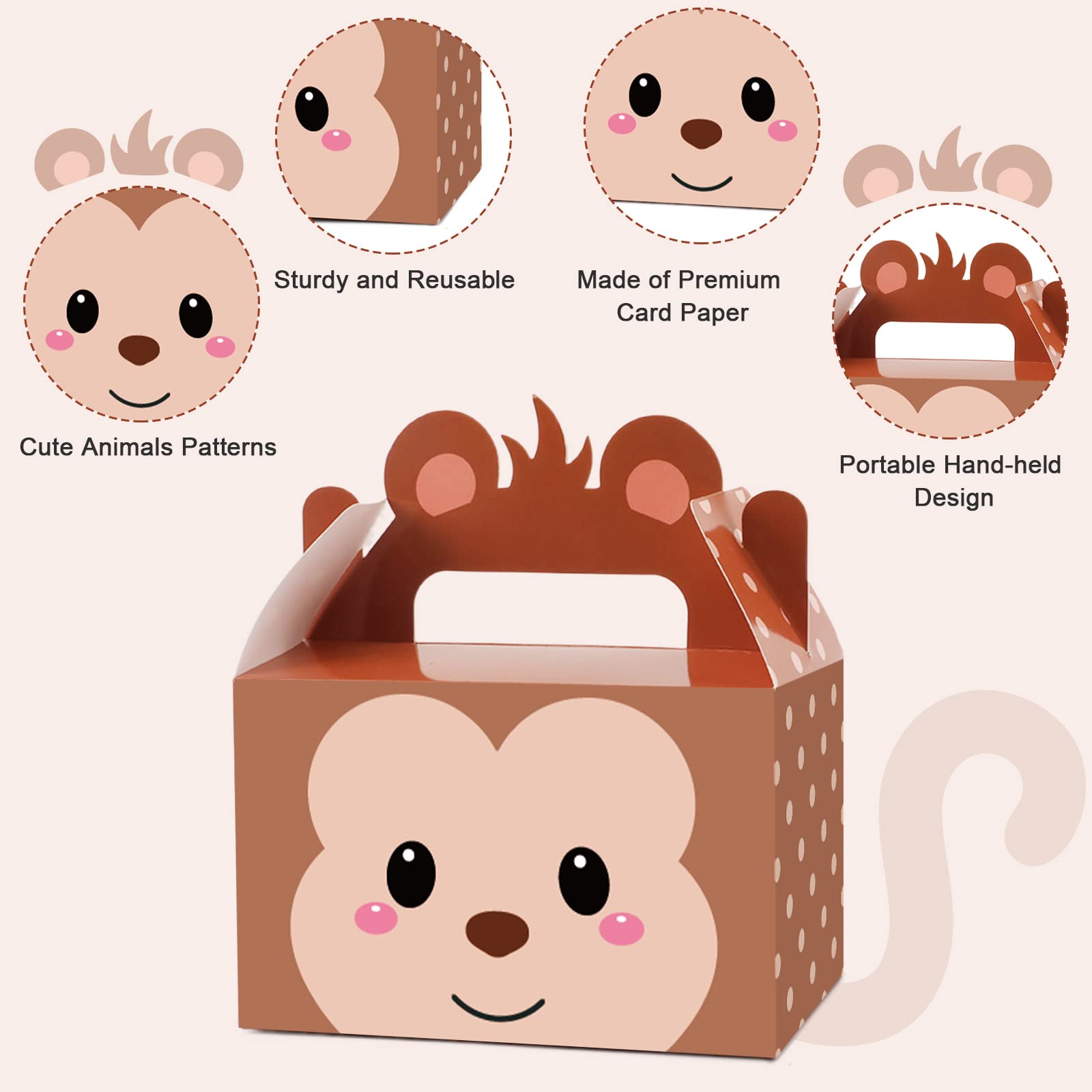 12 Pack Jungle Safari Animal Party Favor Boxes - Zoo Theme Birthday Party Supplies, Kids Candy Gift Bags for Baby Shower & Birthday Decorations - Perfect for Jungle-Themed Parties, School Events & Goodie Bags