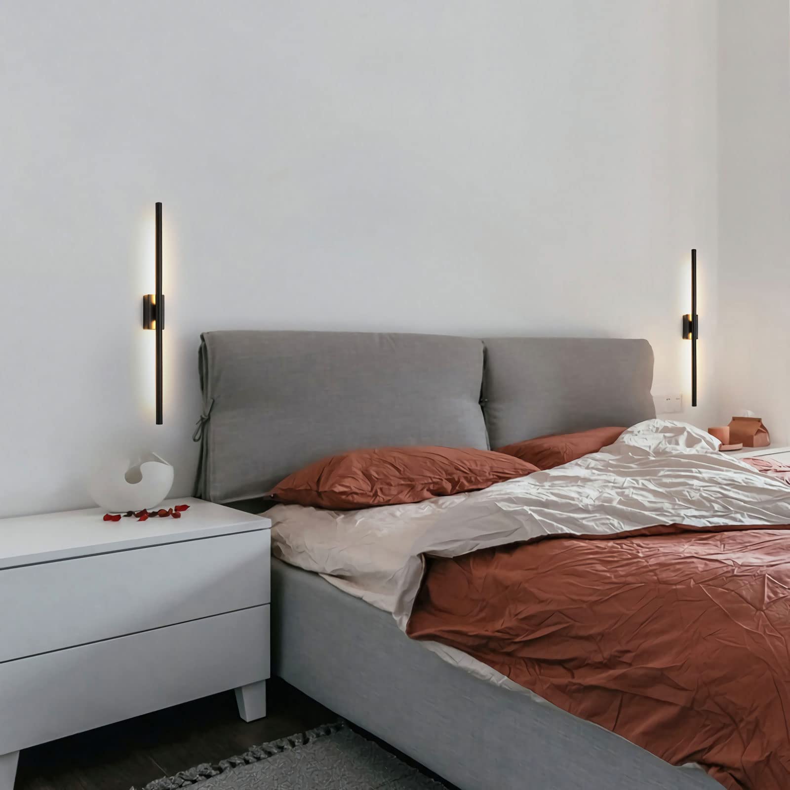 2 Pack Modern LED Linear Wall Light - Slim Bar Mirror Light for Bathroom, Corridor, Living Room, Bedroom & Indoor Spaces - Perfect for Ambient, Task & Accent Lighting