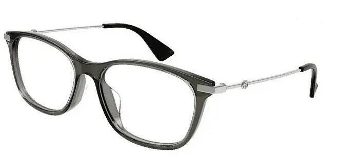 Gucci GG 1061OA 003 Silver Metal Rectangle Unisex Eyeglasses - Transparent Frame for Men & Women - Perfect for Office, Reading & Fashion Accessories