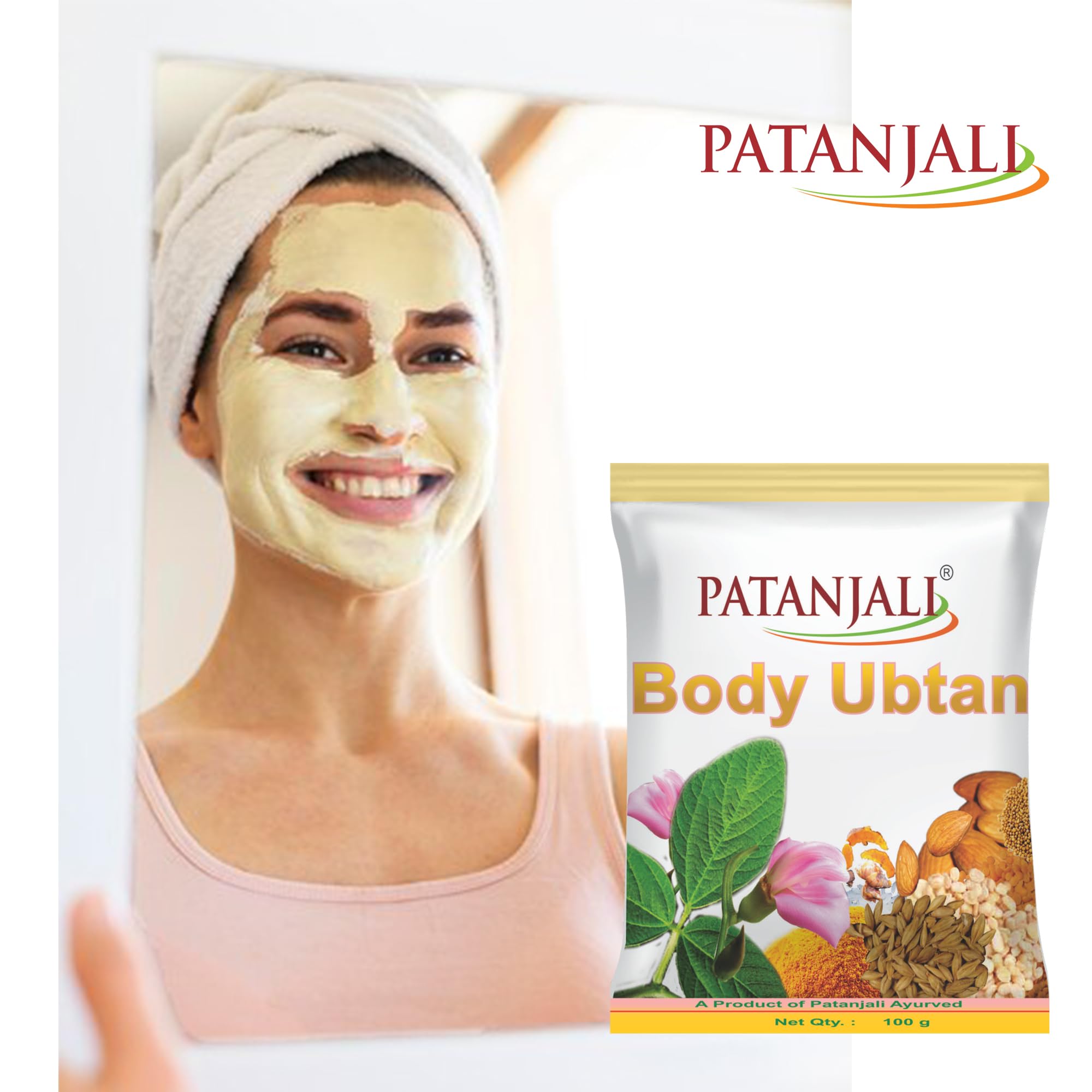 Patanjali Body Ubtan Pack of 2 - 100g (0.22 lb) Natural Skin Brightening & Exfoliating Scrub for Glowing Complexion | Perfect for Daily Skincare & Spa Treatments