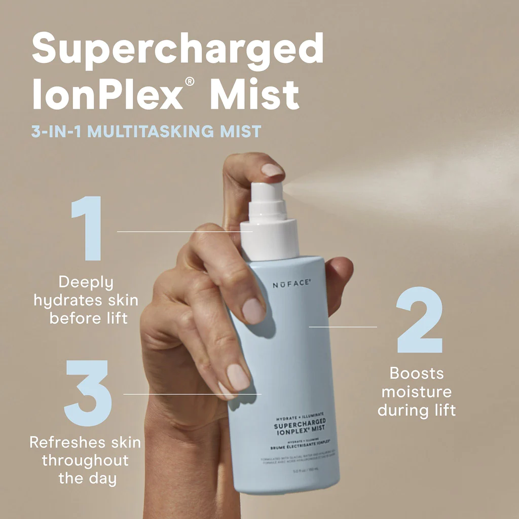 NuFACE Supercharged IonPlex Facial Mist - Hydrating & Rejuvenating Face Spray for Glowing Skin | Perfect for Daily Skincare Routine, Travel & Post-Workout Refreshment