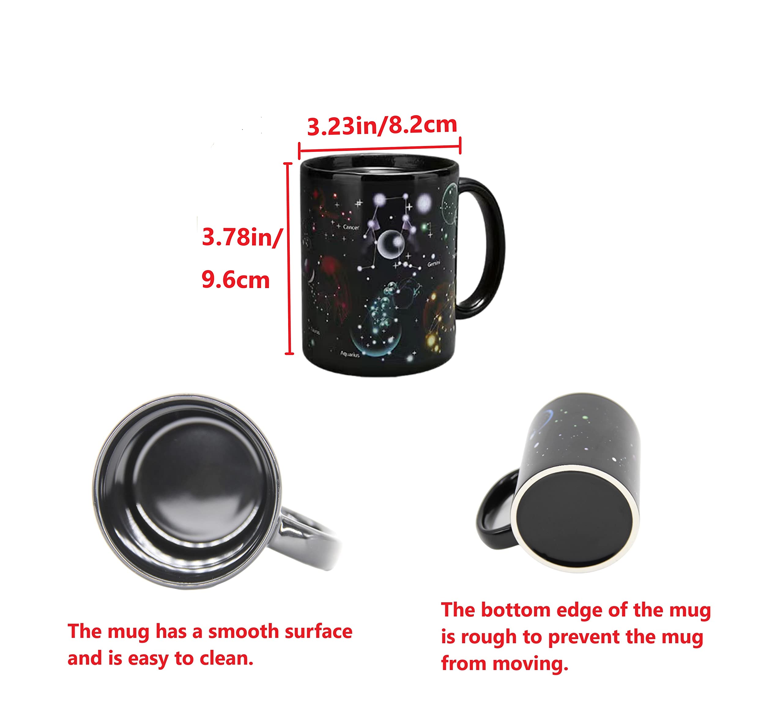 Heat Sensitive Color Changing Coffee Mug - 12oz Magic Ceramic Cup with 12 Constellation Design - Fun Heat Reactive Gift for Coffee Lovers - Perfect for Home, Office & Gifts