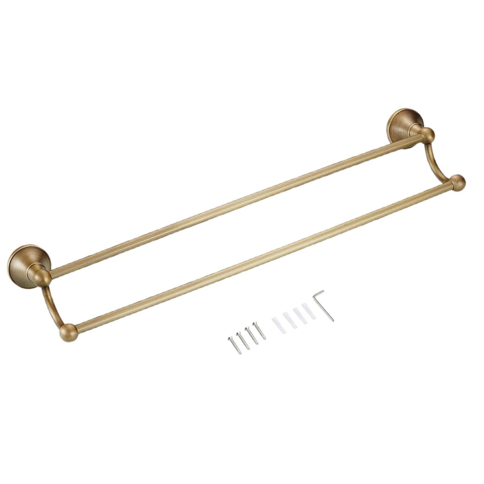LOOM TREE® 60cm Brass Double Towel Bar - Premium Bathroom Hardware Wall Mounted Towel Rack Holder | Durable & Stylish for Bathroom, Spa, or Guest Room Organization
