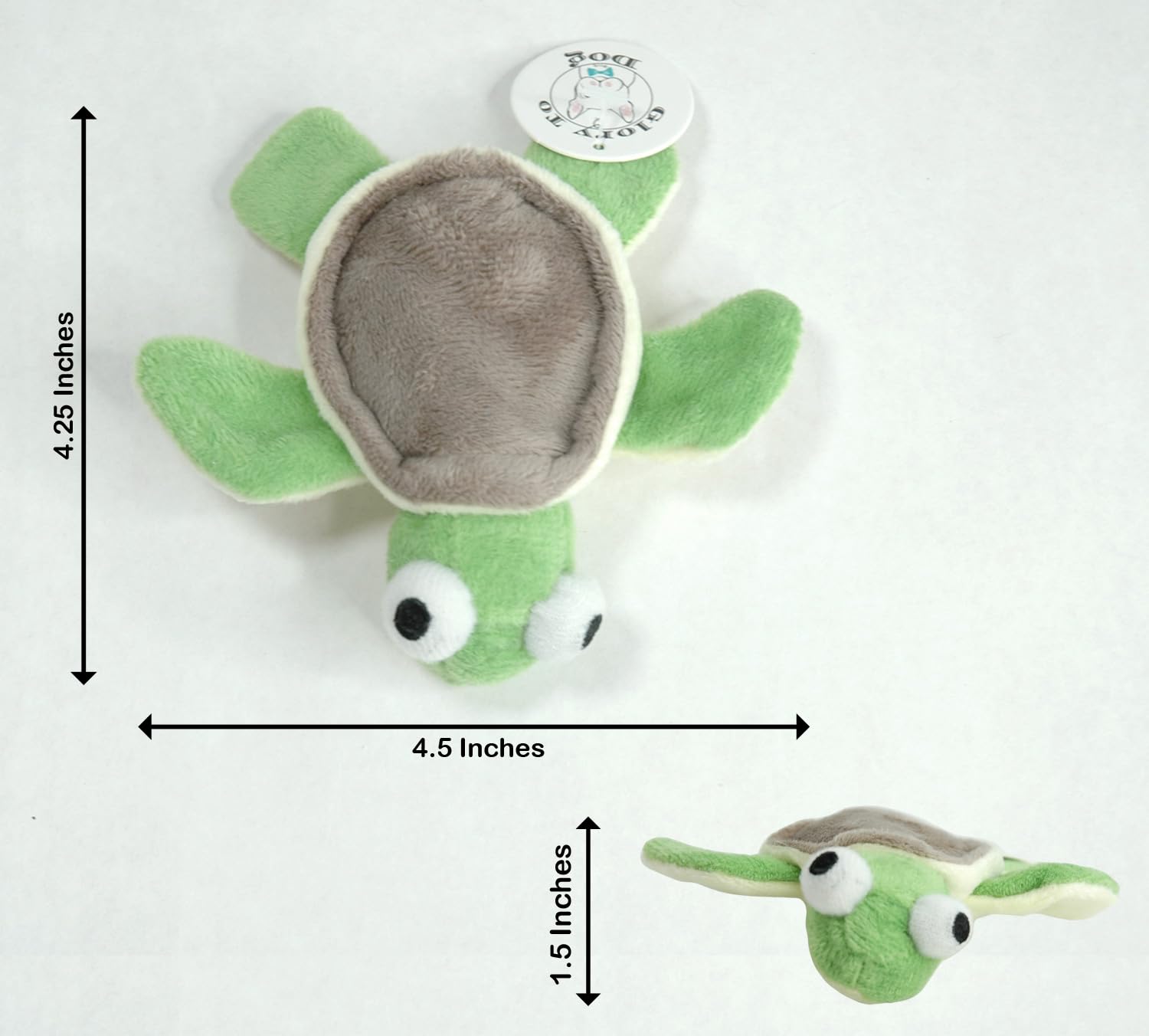 TinyToy Plush Green Turtle - Soft Small Dog Chew Toy for Puppies, Teething & Toy Breed Dogs - Perfect for Indoor Play, Cuddling & Training Rewards