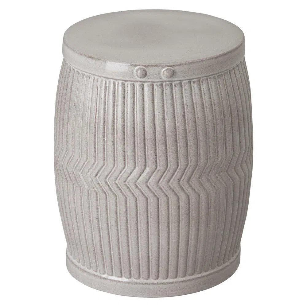 18 Inch Gray Ceramic Garden Stool - Outdoor Patio Decor, Plant Stand, Side Table for Porch, Deck & Backyard