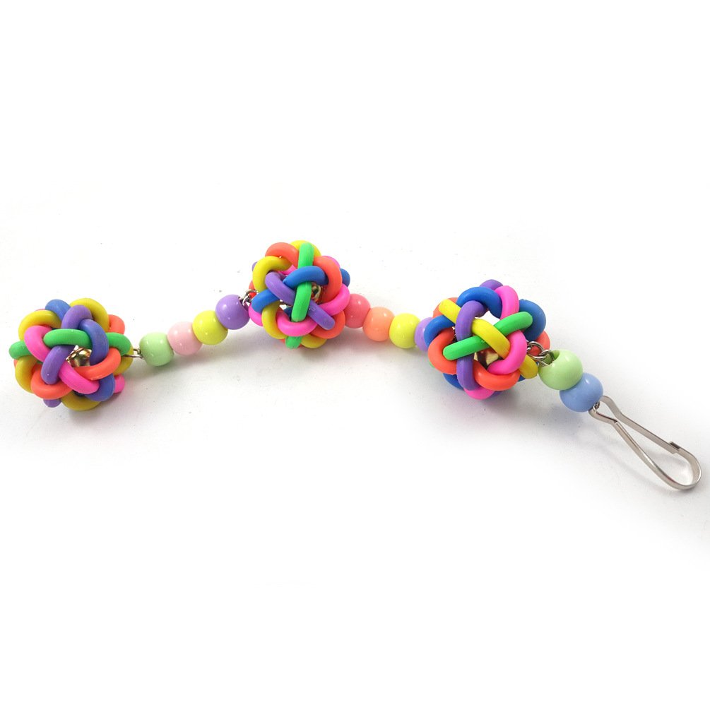 Colorful Parrot Chew Toys with Bells - Round Bead Bird Cage Toys for Small Parakeets, Cockatiels & Conures | Perfect for Playtime, Training & Mental Stimulation
