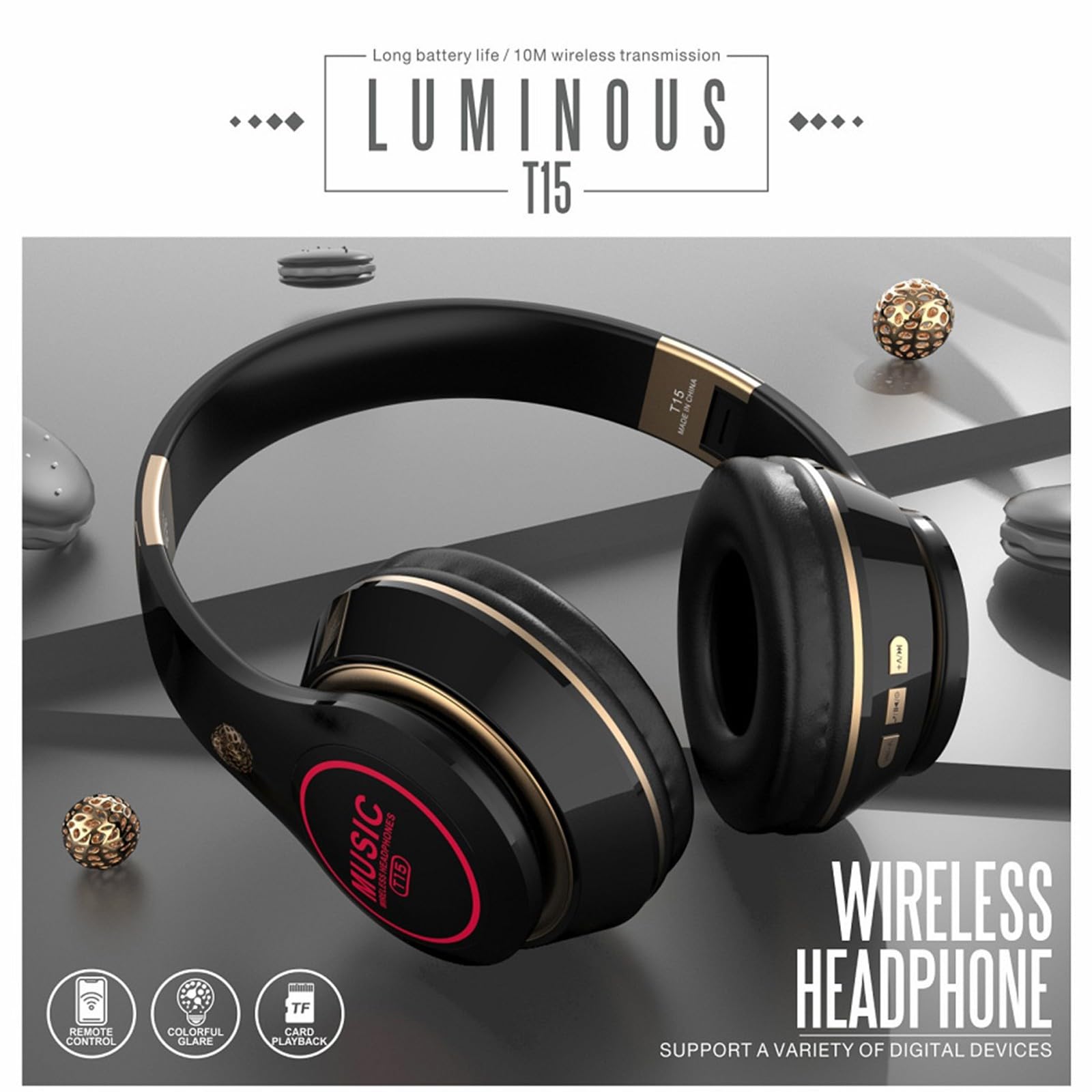 Wireless Bluetooth Headphones with Active Noise Cancelling - Over Ear Bass Stereo Sound Headphones for Music Playback | Perfect for Travel, Workouts, and Office Use