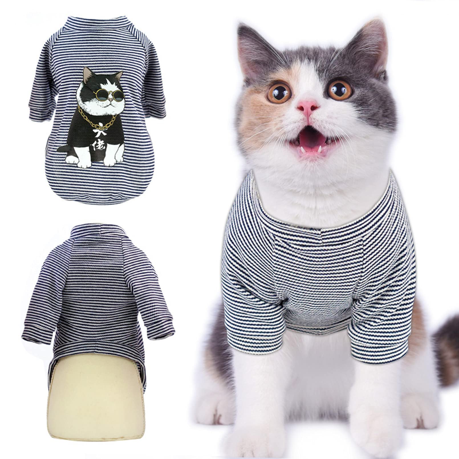 Cool Printed Cat T-Shirt - Soft Cotton Spring/Summer Pet Clothes for Small Cats & Dogs | Perfect for Outdoor Adventures & Photo Shoots