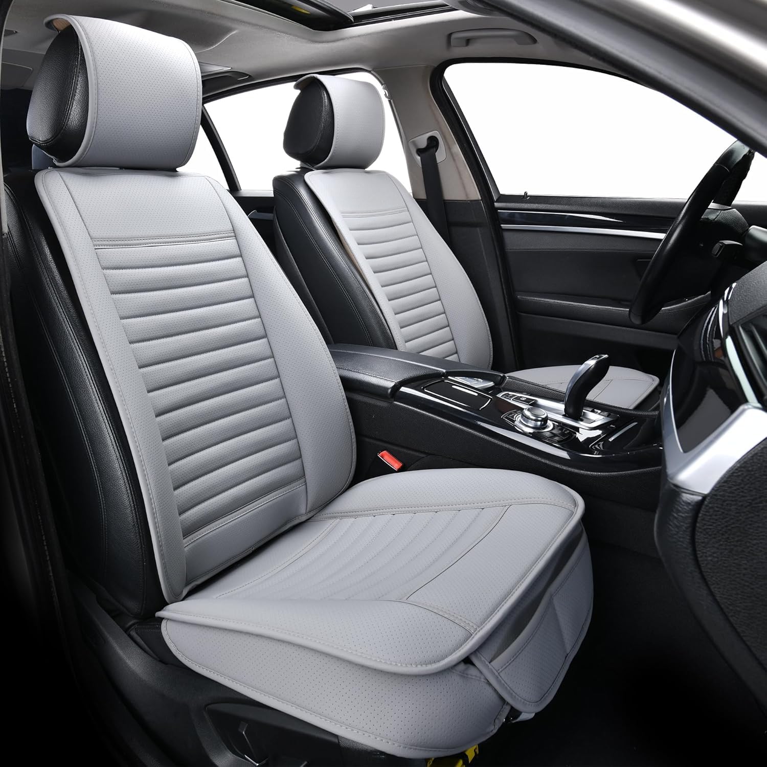 Premium Universal Leather Car Seat Covers Full Set - Luxury Car Seat Protectors for Cars, SUVs, Trucks & Vans - Durable Interior Accessories (Gray) | Perfect for Daily Commute, Road Trips & Family Travel