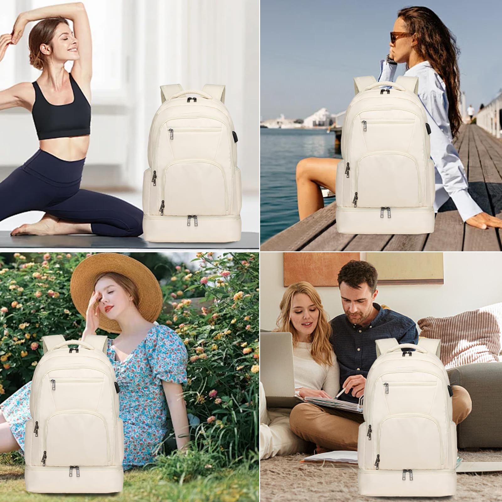 seyfocnia Gym & Travel Backpack for Men & Women - Lightweight Sports Backpack with Shoe Compartment, USB Charging Port & Water Resistant Design - Perfect for Workouts, Travel & Outdoor Activities