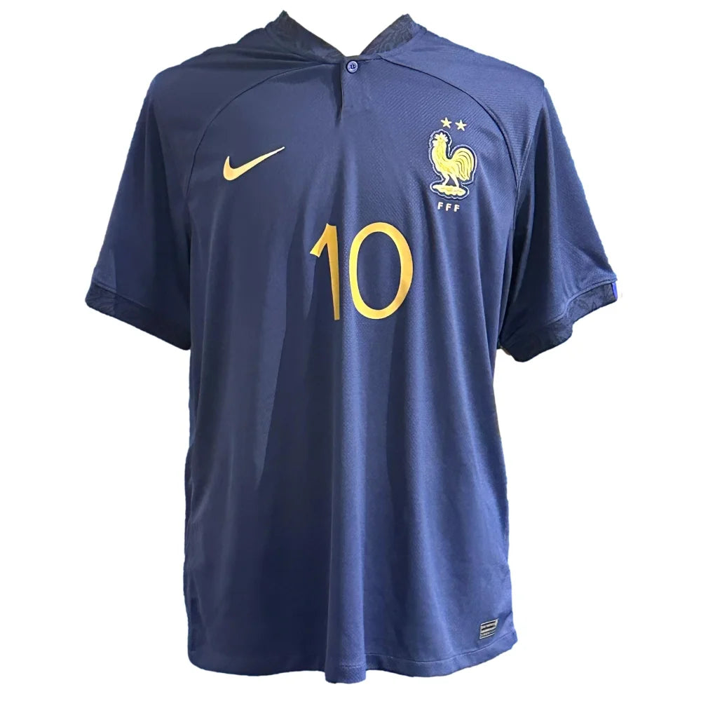 Authentic Kylian Mbappé Autographed 2022 France Nike Soccer Jersey with Panini COA - Navy Blue - Perfect for Collectors, Fans & Sports Memorabilia Displays
