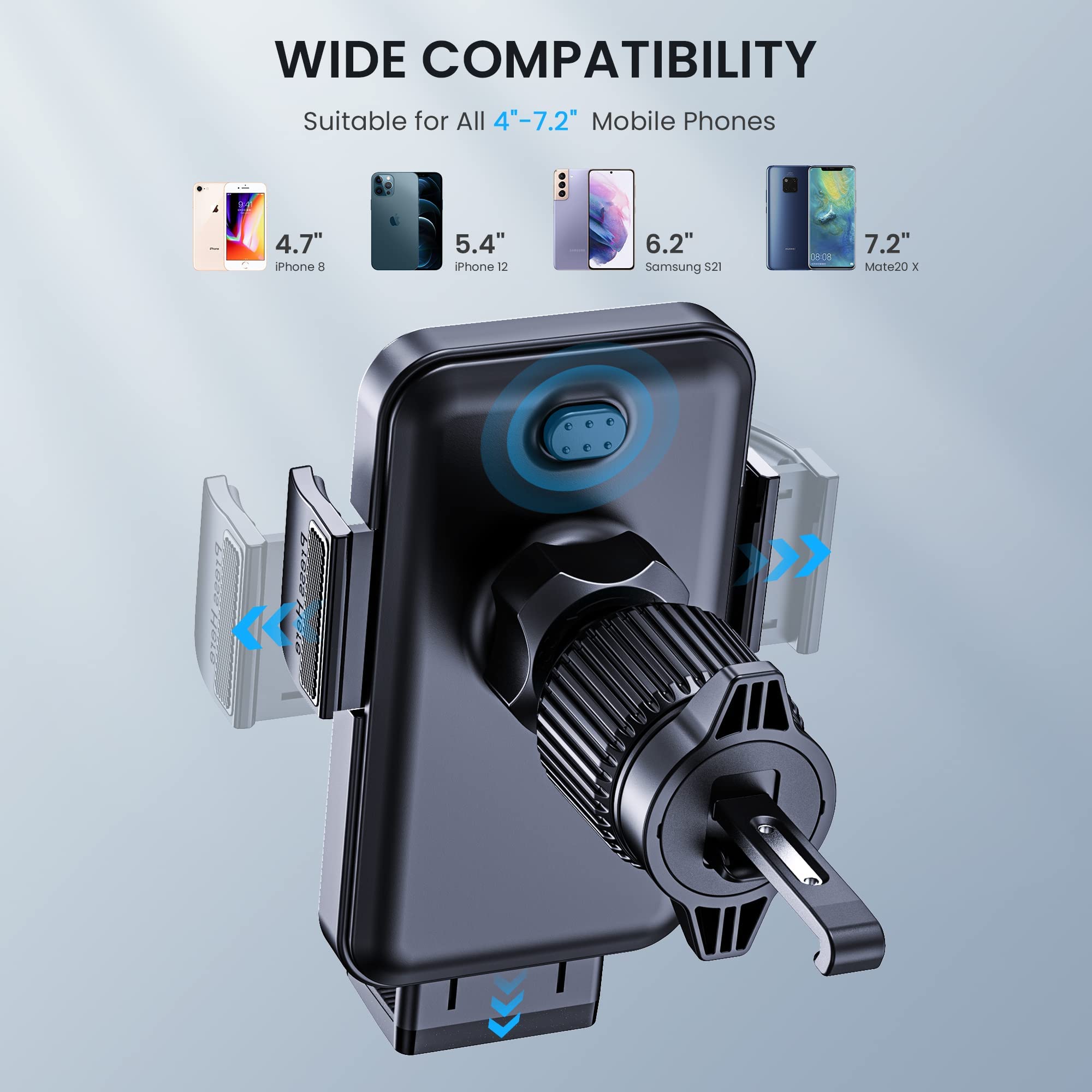 Upgraded Universal Car Air Vent Phone Mount Holder - Thick Case Friendly Hook Clip for iPhone & Android Smartphones - Perfect for Safe Driving & Hands-Free Navigation
