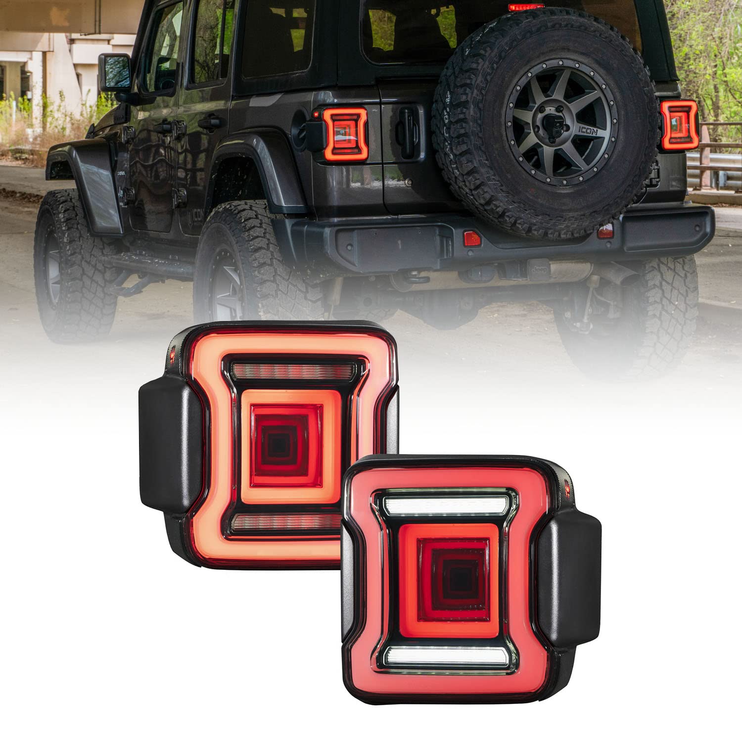 Sequential LED Tail Lights for Jeep Wrangler JL (2018-2025) - Smoked Lens, Plug & Play Installation - Perfect for Off-Roading & Night Driving (Pair)