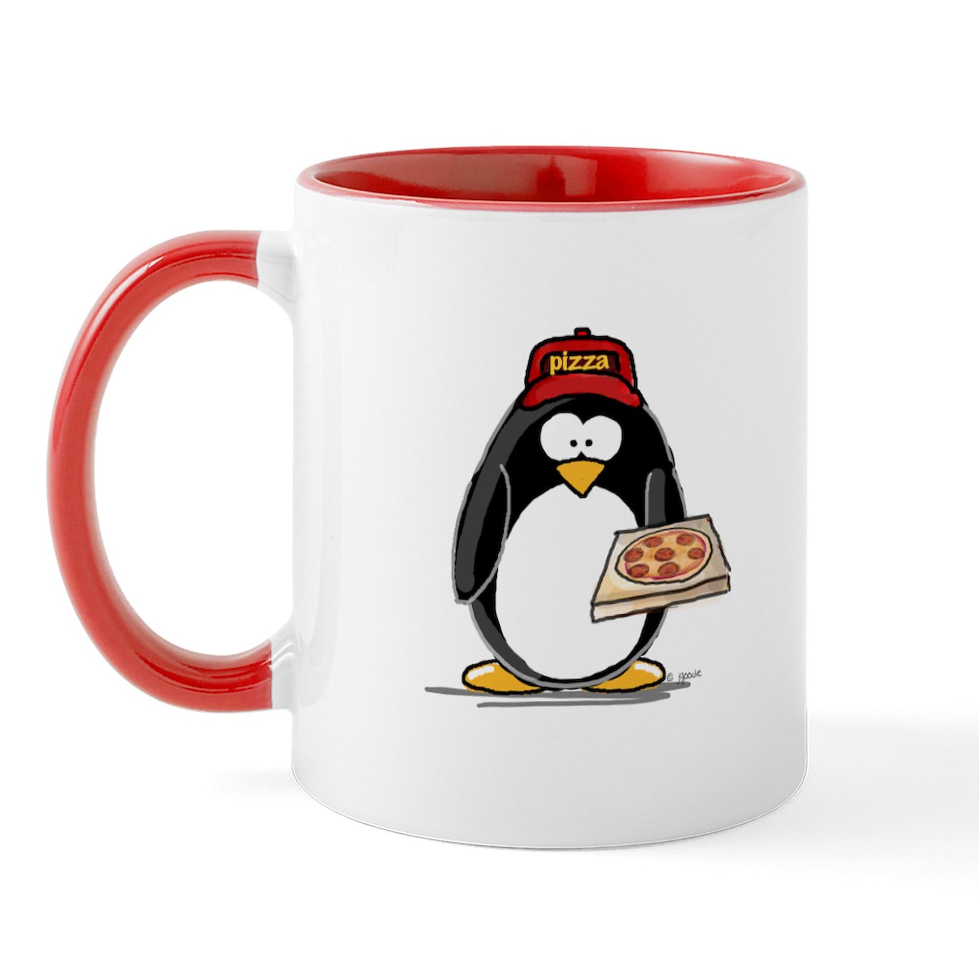 Pizza Penguin Ceramic Coffee Mug 11 oz (325 ml) - Funny Novelty Gift for Coffee & Tea Lovers - Perfect for Office, Home & Gifts