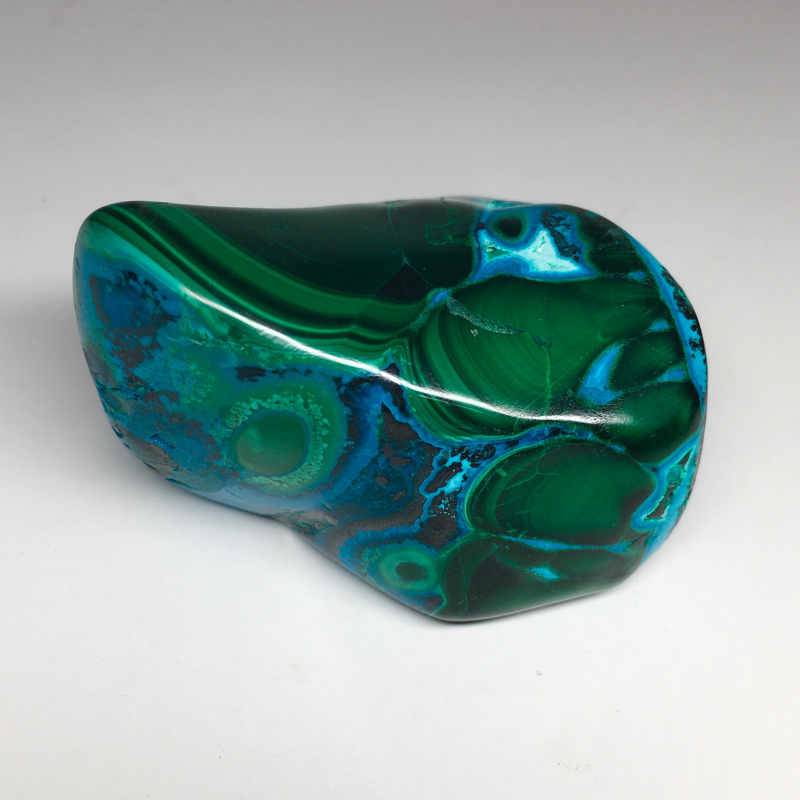 Natural Malachite Stone with Blue Cornetite, Chrysocolla & Heterogenite - Healing Crystal for Meditation, Jewelry Making & Home Decor
