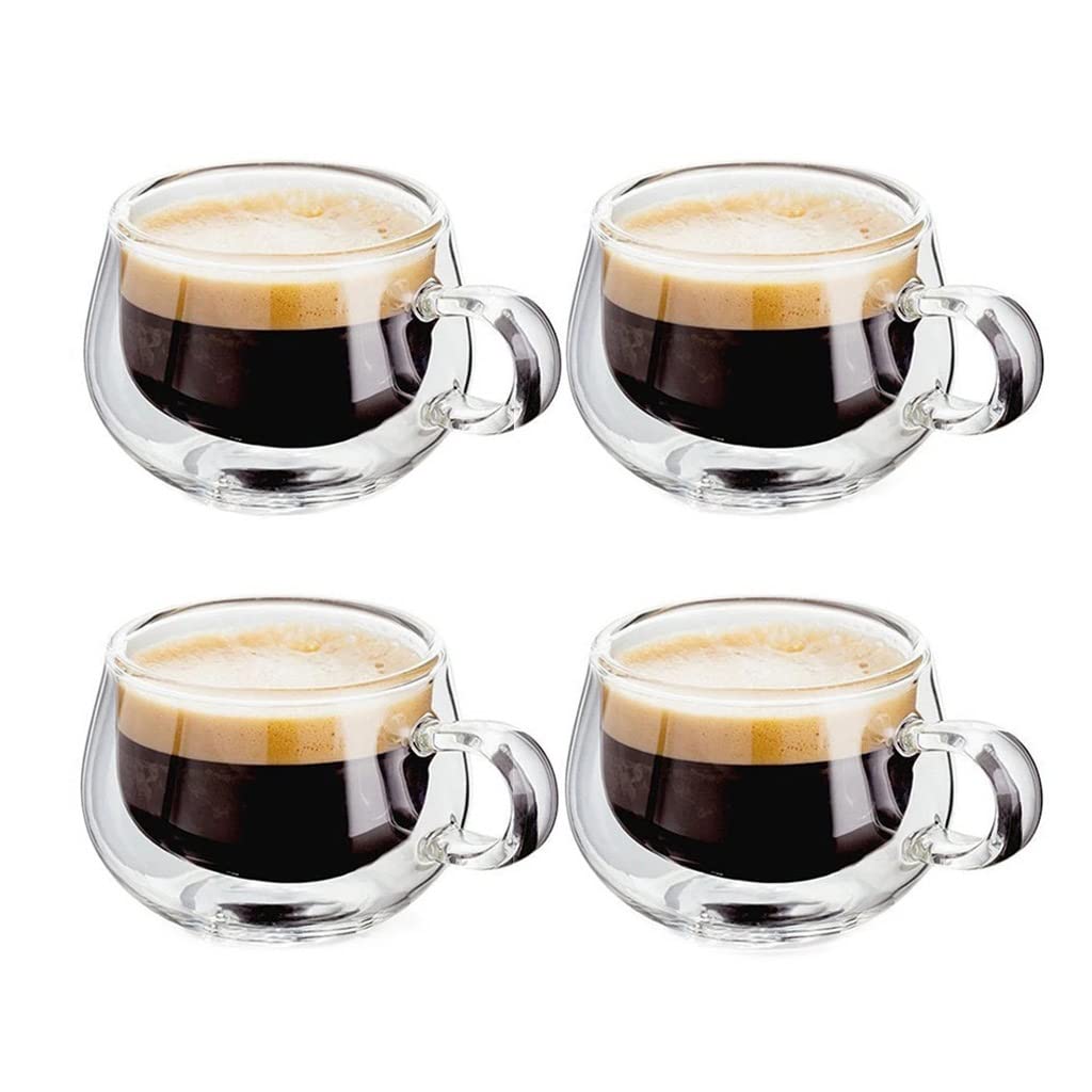 YXBDN Clear Glass Coffee Cup - 12oz Double Wall Insulated Mug for Hot & Cold Drinks - Perfect for Coffee, Tea, Whiskey, Beer, Cocktails - Durable Drinkware for Home, Office, Bar Use (One Size)