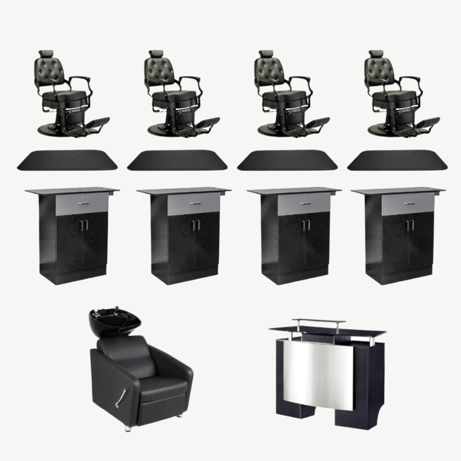 Professional 4-Chair Barbershop Package for Salon & Grooming Business - Perfect for Barber Shops, Salons & Men's Grooming Services