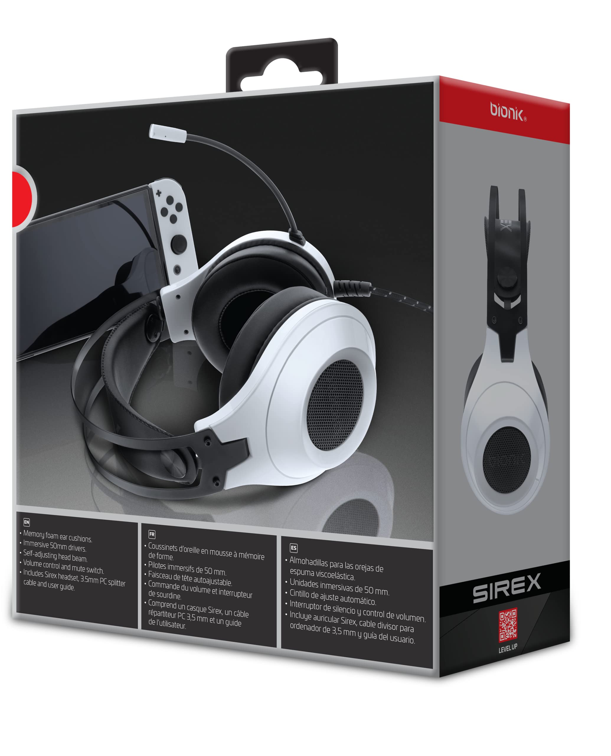 Bionik Sirex Gaming Headset with Microphone - 50MM Drivers, Memory Foam Ear Cushions, Mute Switch & Adjustable Headband for Nintendo Switch OLED, Switch Lite, PS5, Xbox Series X|S, PC & Mac - Perfect for Online Gaming, Streaming & Virtual Meetings
