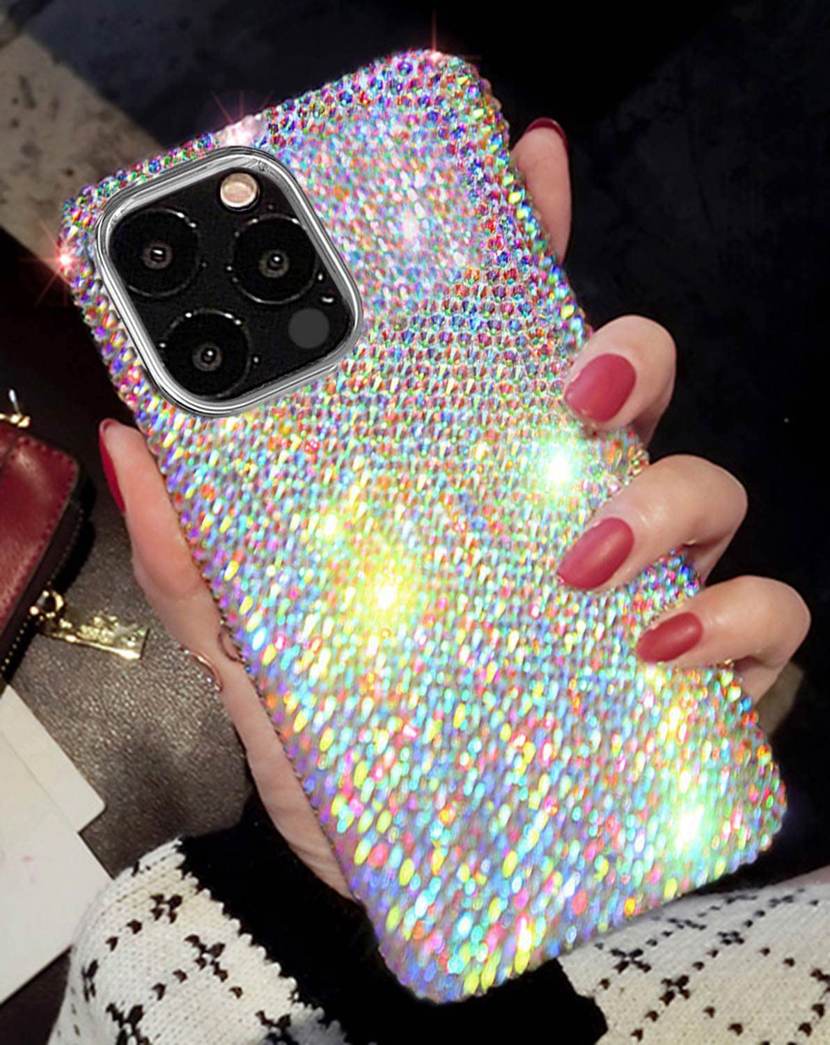 Sparkly Rhinestone iPhone 15 Pro Case - 1400+ Handset Glitter Crystals Protective Cover for Women & Girls | Perfect for Parties, Weddings, Prom & Special Occasions