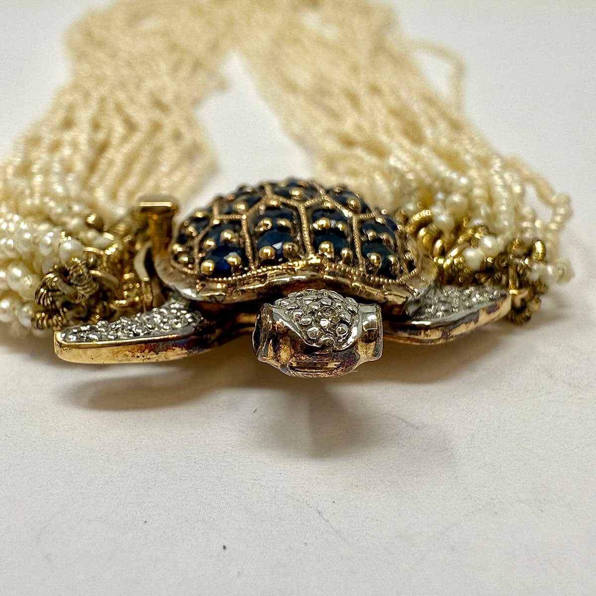 Elegant Multistrand Seed Pearl Necklace with Tortoise Shell Clasp - Perfect for Weddings, Parties & Special Occasions