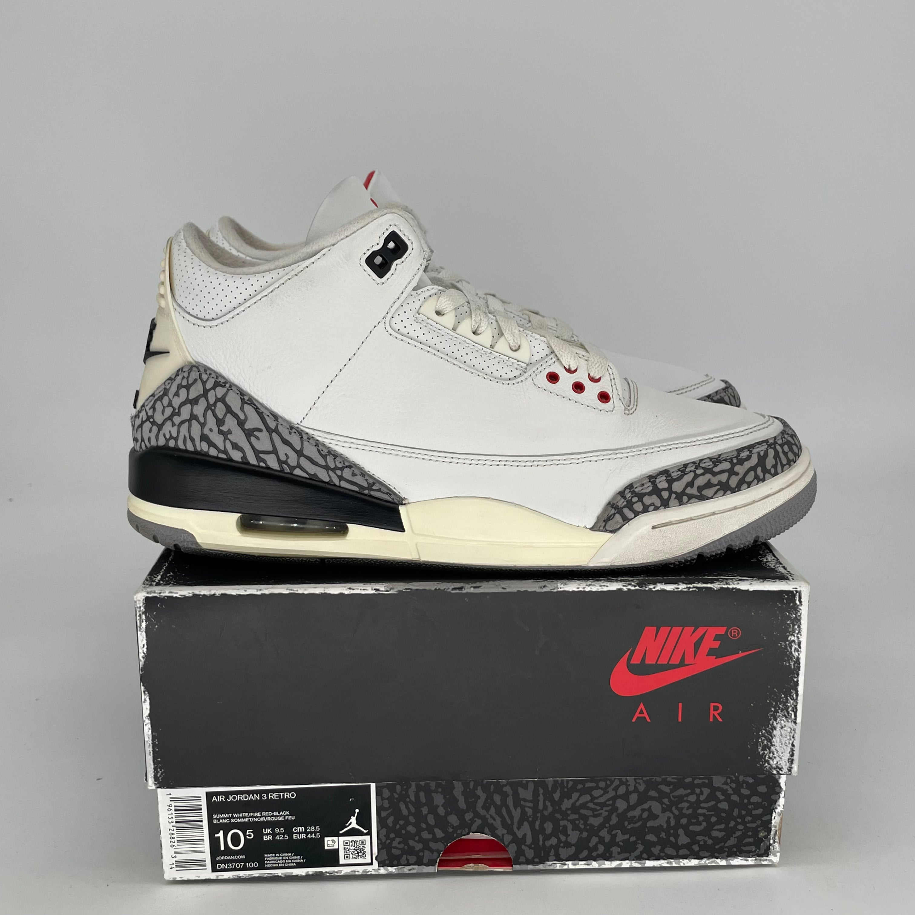 Original Air Jordan 3 White Cement Reimagined Sneakers - Men's Size 10.5 / Women's 12W (DN3707-100) - Retro Basketball Shoes for Streetwear & Casual Outfits