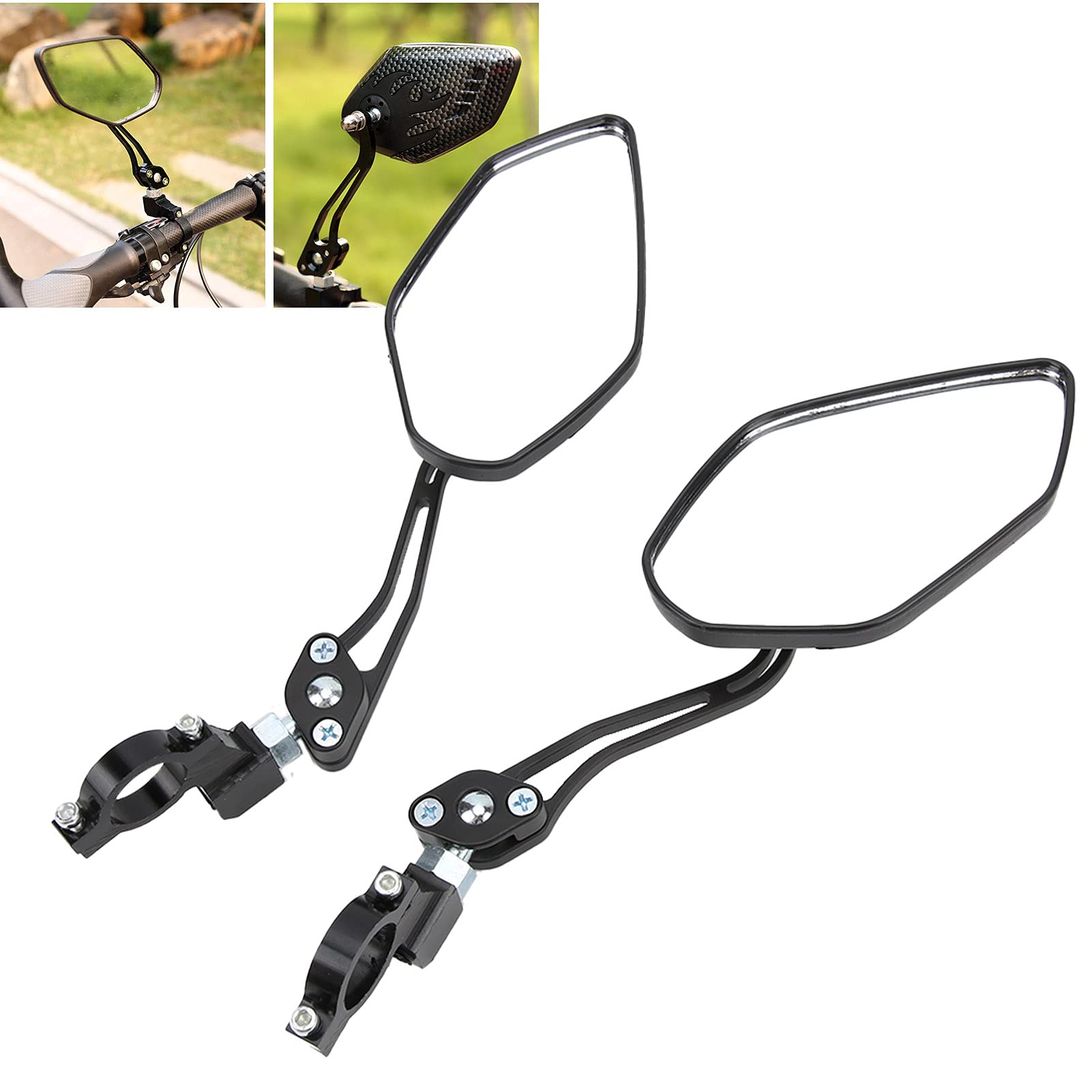 2 Pack Adjustable Black Aluminum Alloy Bike Mirrors - Handlebar Rearview Mirror for Mountain Bikes, Electric Bikes & Motorcycles | Enhanced Safety for Cycling, Commuting & Outdoor Adventures