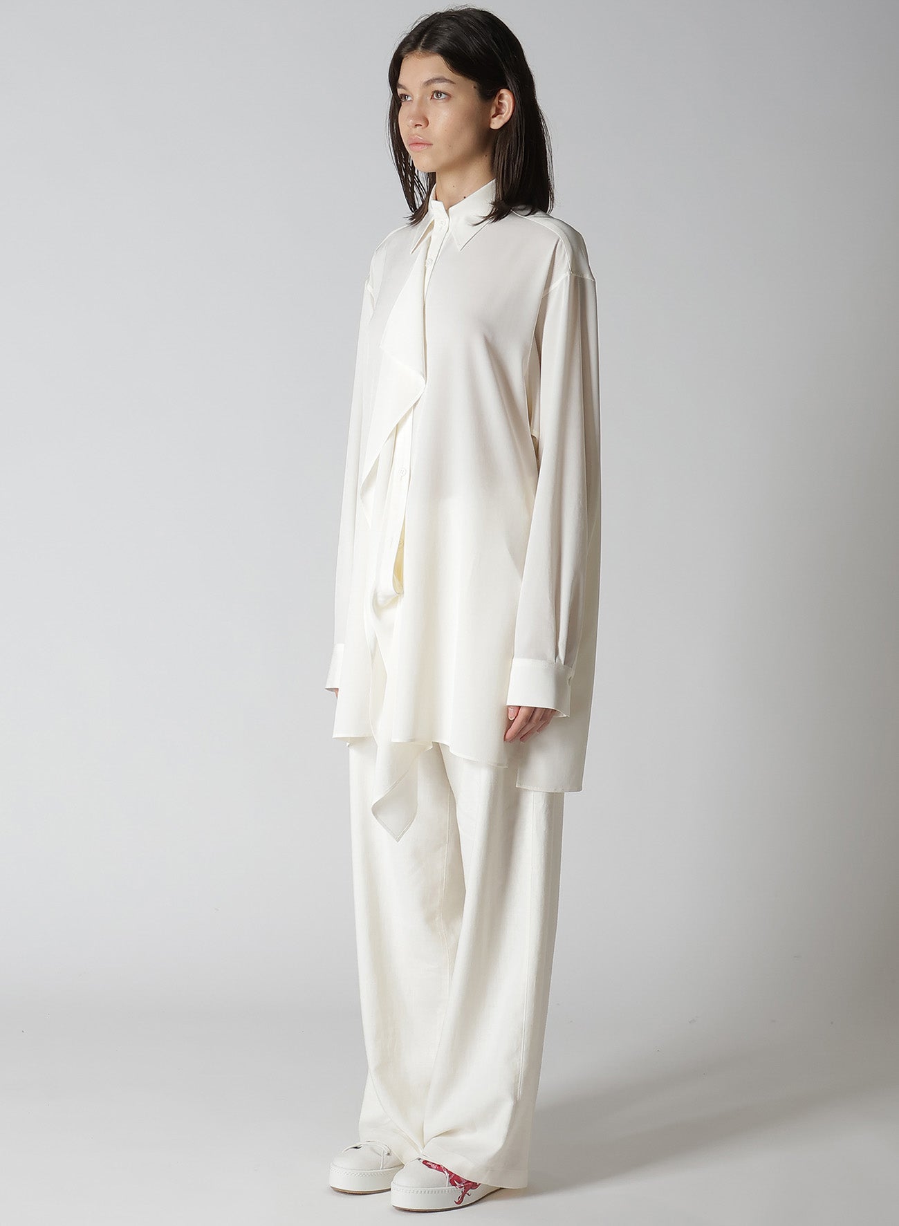 Elegant Crepe de Chine Blouse with Placket - Perfect for Office Wear & Casual Outfits