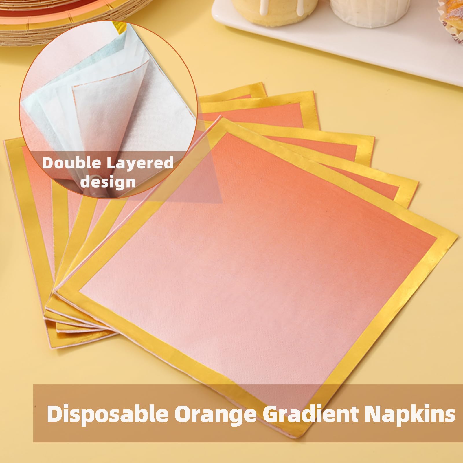 200Pcs Orange Party Plates & Napkins Set - Fall Birthday Party Supplies, Halloween & Thanksgiving Decorations - Perfect for Autumn Celebrations, Baby Showers, and Seasonal Gatherings