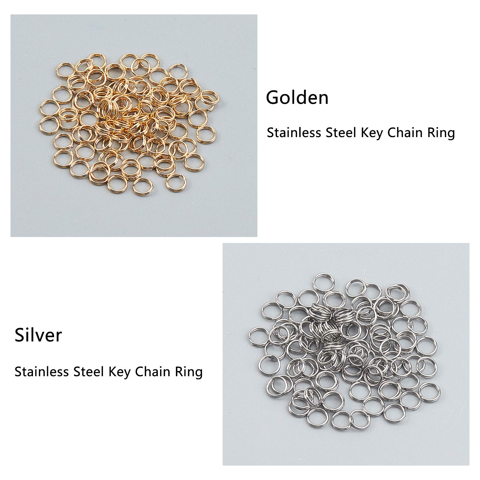 UNICRAFTALE 200pcs Stainless Steel Split Key Rings - 5mm Gold & Silver Keychain Rings for Home, Car Keys Organization | Durable Metal Key Chains for DIY Crafts, Key Management, Gift Packaging
