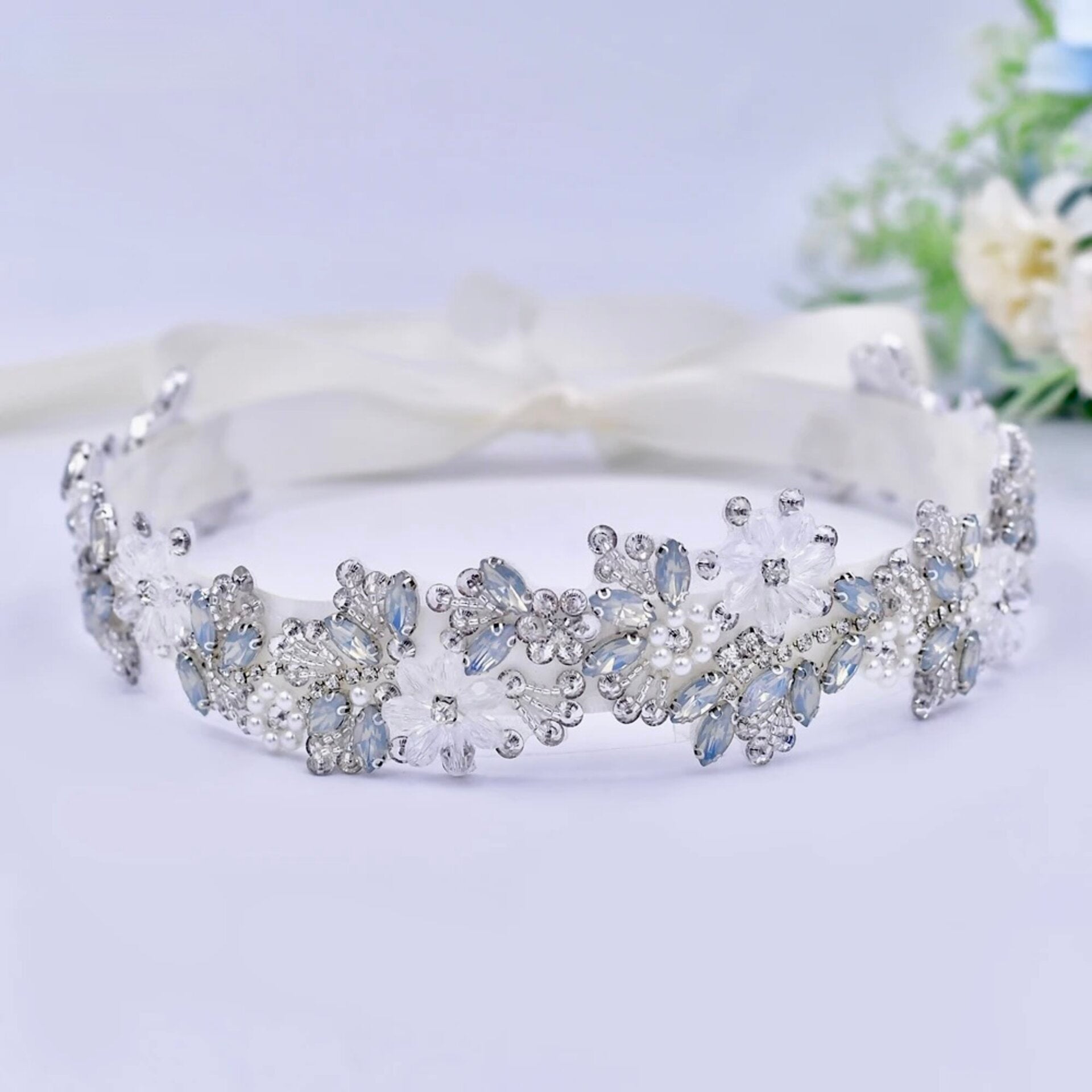 Dakota Pearl & Opal Bridal Belt - Elegant Wedding Sash for Brides, Bridesmaids & Formal Events - Perfect for Ceremonies, Receptions & Photo Shoots