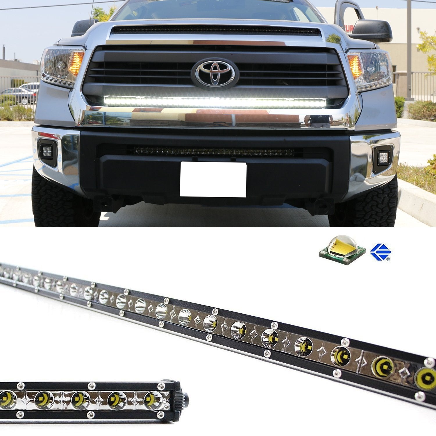 126W 45 LED Light Bar with Behind Grille Mount Bracket for 2014-2021 Toyota Tundra - Off-Road Lighting for Trucks, Camping & Night Driving