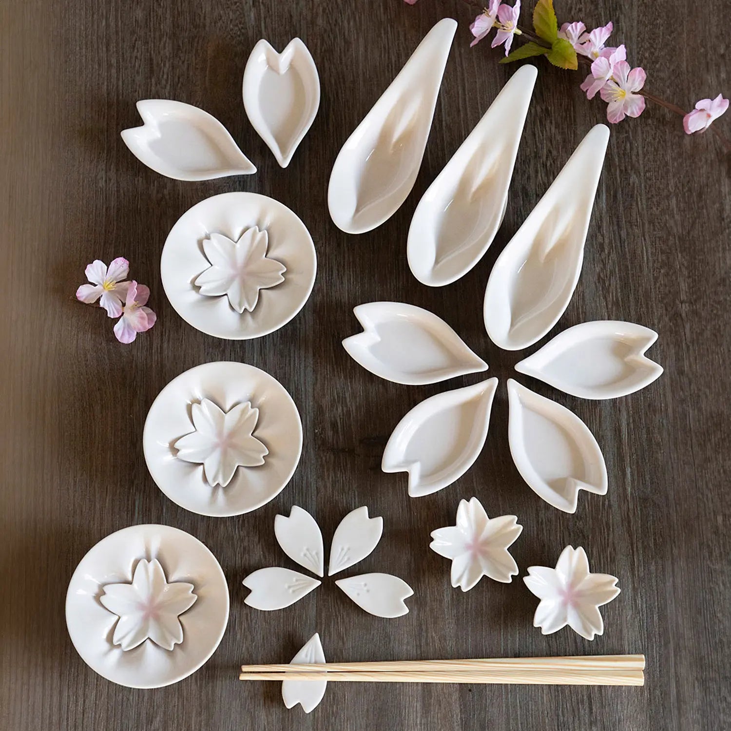 Hiracle Sakura Porcelain Dinner Plates Set - 6-Piece Japanese Cherry Blossom Ceramic Plates for Fine Dining, Wedding, and Home Decor
