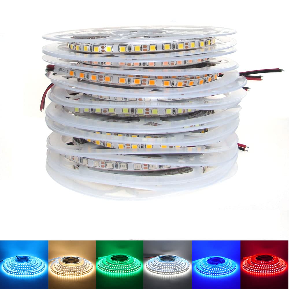 4mm 12V LED Light Strip - 2835 SMD 120 LEDs/m, 5M Flexible Tape for TV Backlight & Home Decoration (Warm White/Blue) - Perfect for Ambient Lighting, DIY Projects & Party Decor