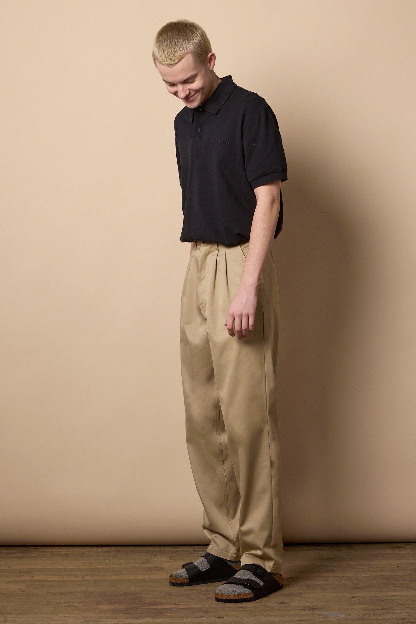 Men's Pleated Lightweight 100% Cotton Twill Chinos - Stone Color | Comfortable Dress Pants for Office, Business Casual & Everyday Wear